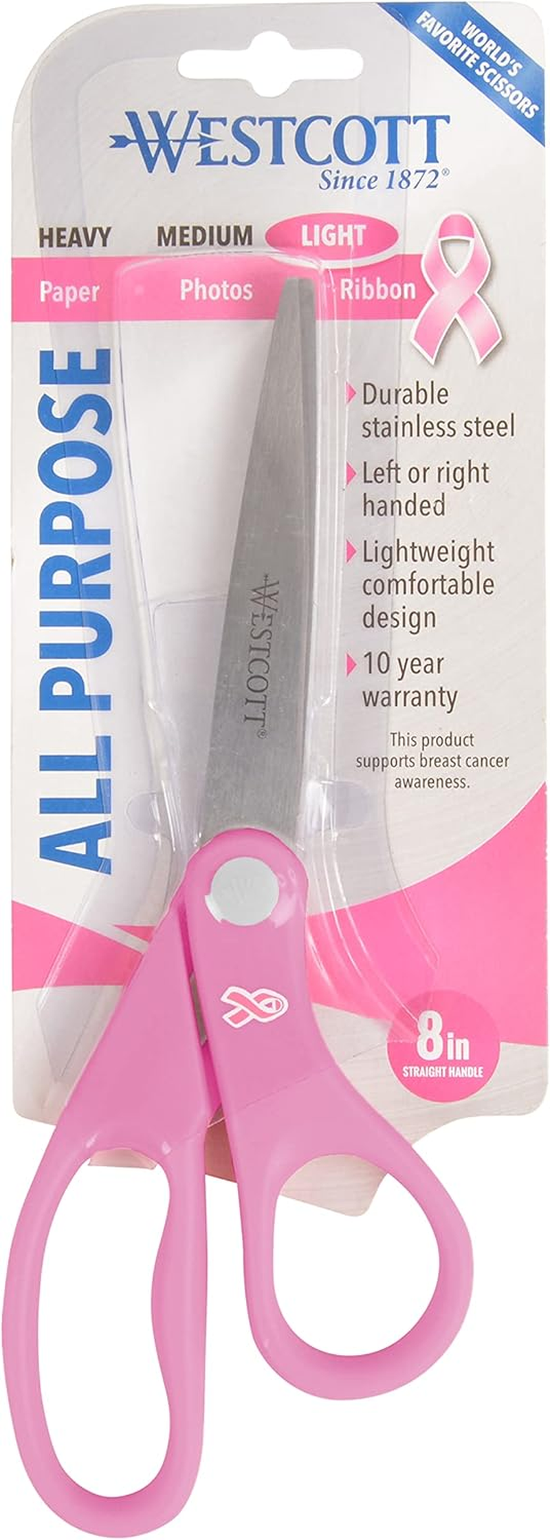 Westcott 8" Pink Ribbon Stainless Steel Scissors image number 4