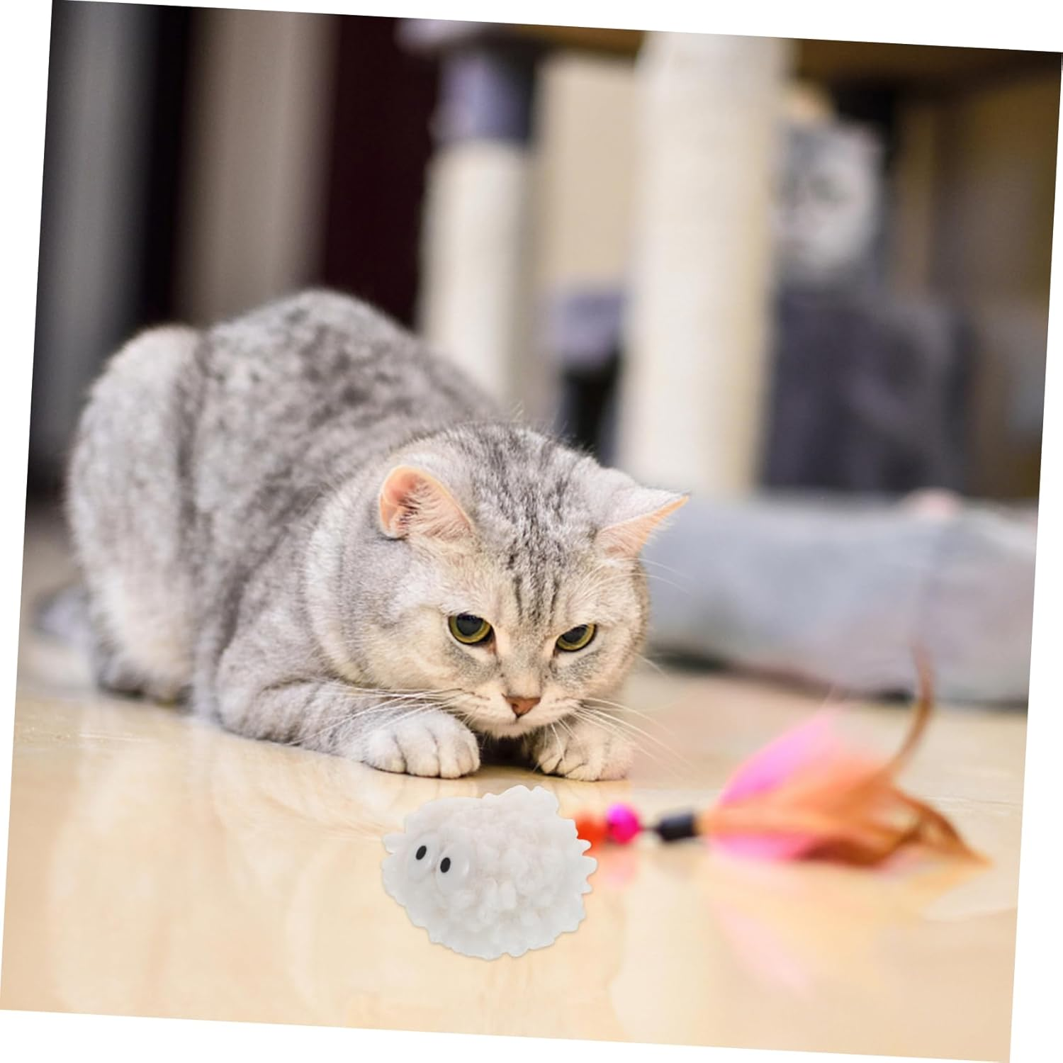 Ibasenice Fluffy Cat Pompom Balls for Entertainment Sound-Enhanced Toys for Cat Oral Care Gentle Paws