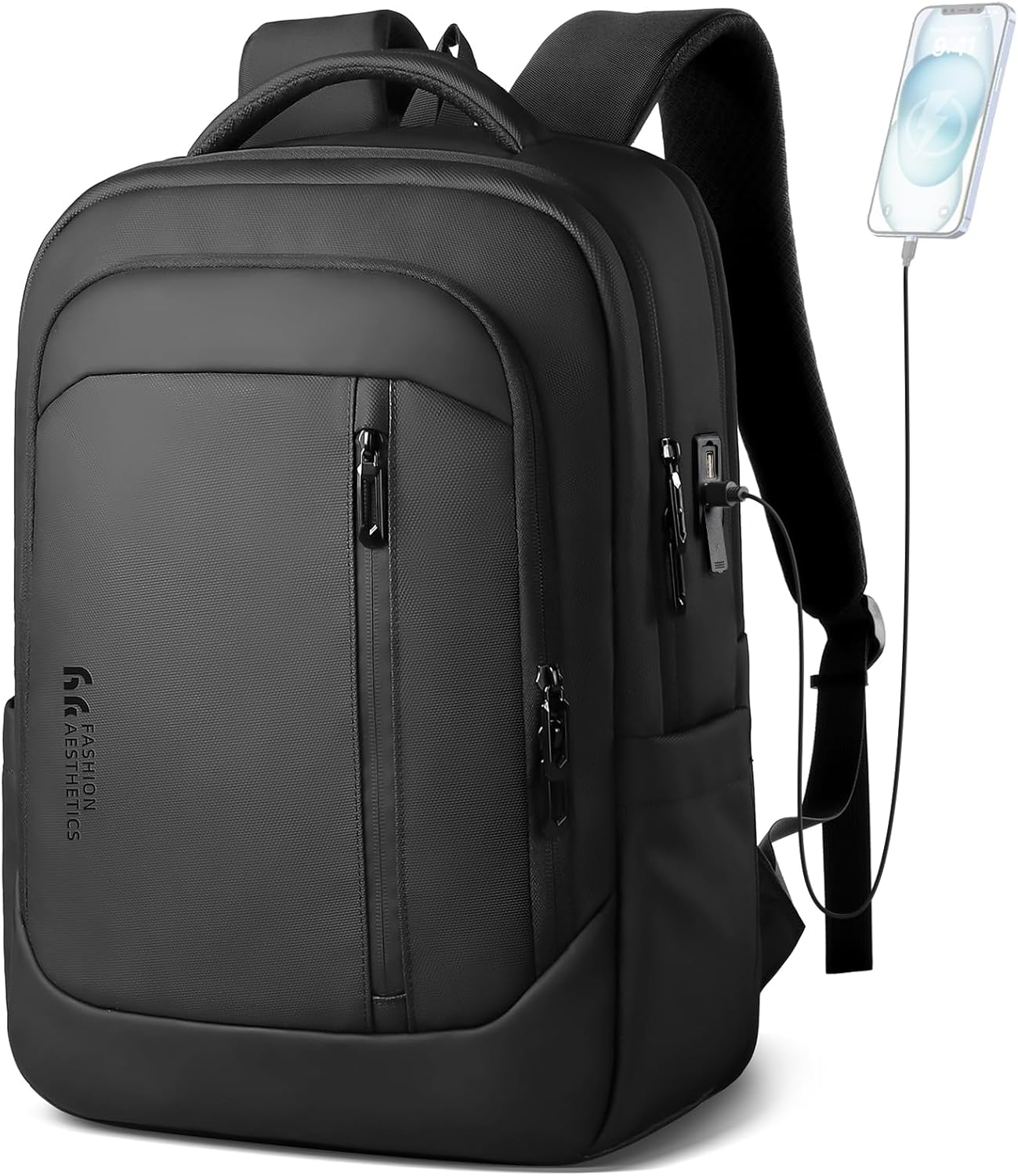 17 Inch Laptop Backpack for Travel, Business Laptops Backpack with USB Charging Port for Men/Women, Water Resistant Work Computer Backpack, Lightweight College Laptop Backpack Bag - Black image number 5