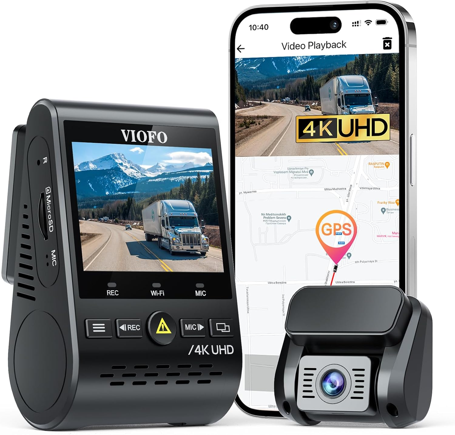 VIOFO A129 Pro Duo 4K Dual Dash Cam 3840 X 2160P Ultra HD 4K Front and 1080P Rear Car Wifi Dash Camera 8MP Sensor GPS, Buffered Parking Mode, G-Sensor, Motion Detection, WDR, Loop Recording image number 5