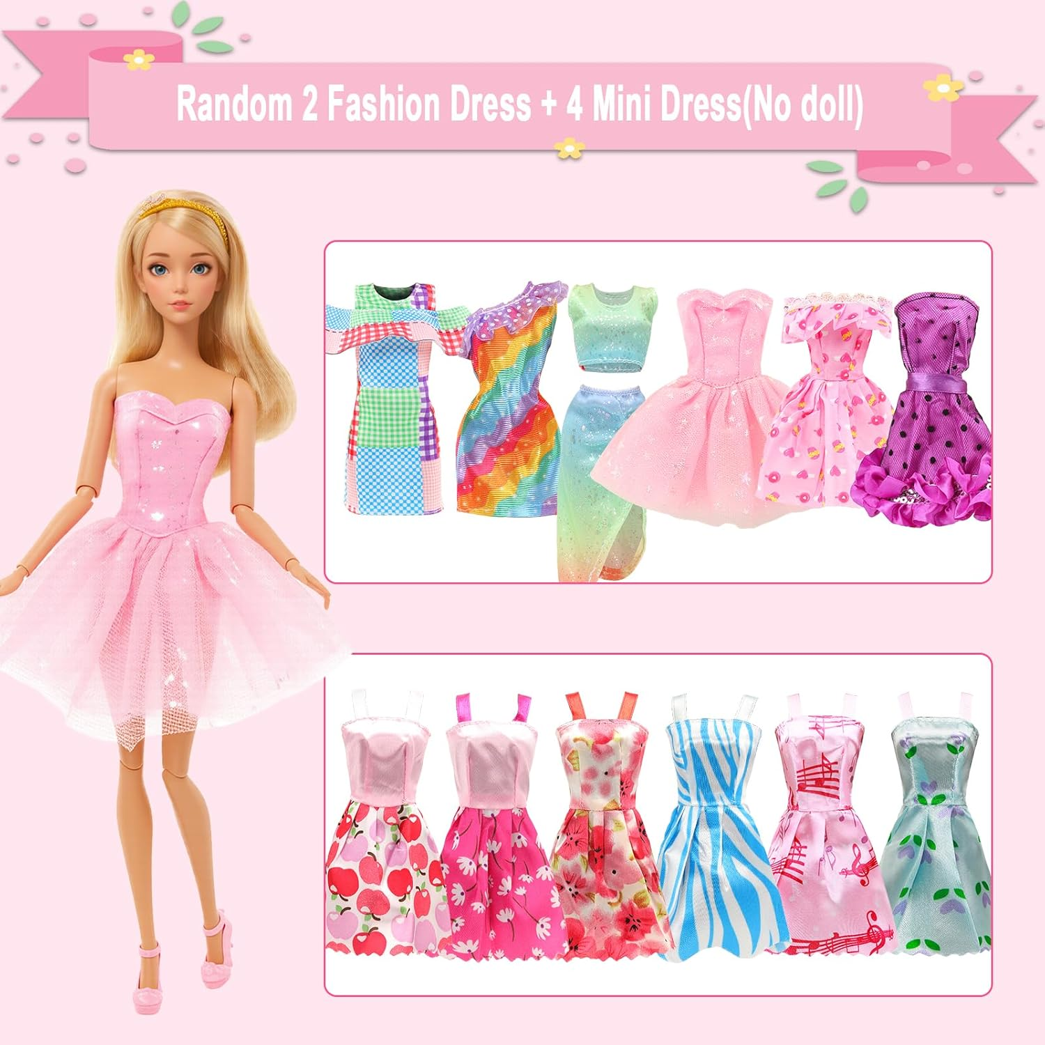 Barwa 101 Pcs Wardrobe Closet Doll Clothes Accessories Suitcase Mermaid Swimsuits Dresses Shoes Hanger Crown Necklace Doll Accessories for 11.5 Inch Girl Dolls Toys Gifts for Girls image number 3