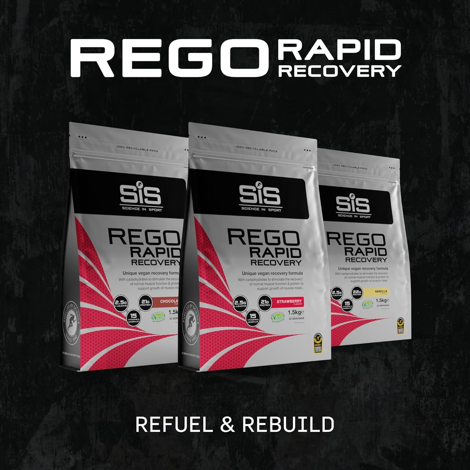 Science in Sport REGO Rapid Recovery Protein Powder | Vegan Protein Powder with Added L-Leucine, Vitamins and Minerals for Muscle Recovery | Vanilla, 30 Servings, 1.5Kg image number 4