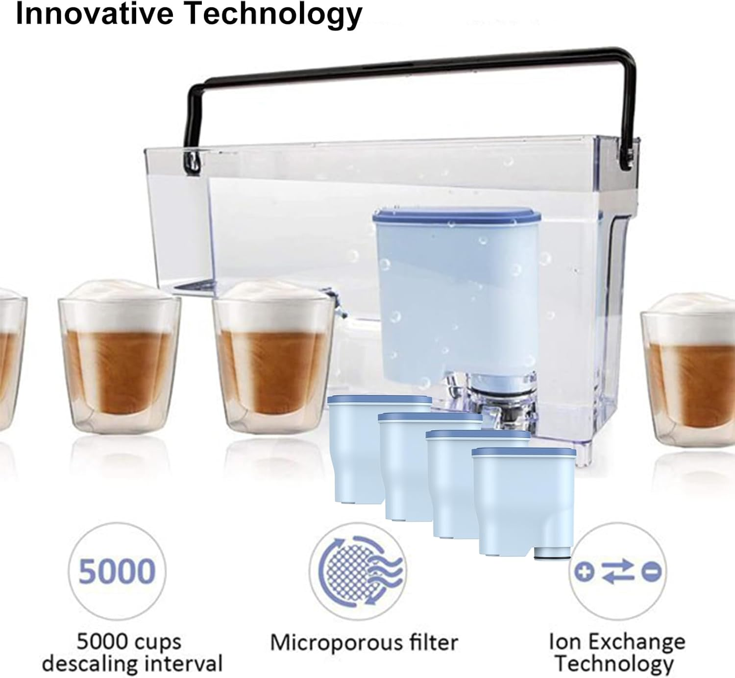 4-Pack Replacement Water Filter Cartridges for Philips CA6903 - Compatible with Saeco Aquaclean Fully Automatic Coffee Machines, Anti-Lime Scale Protection image number 1