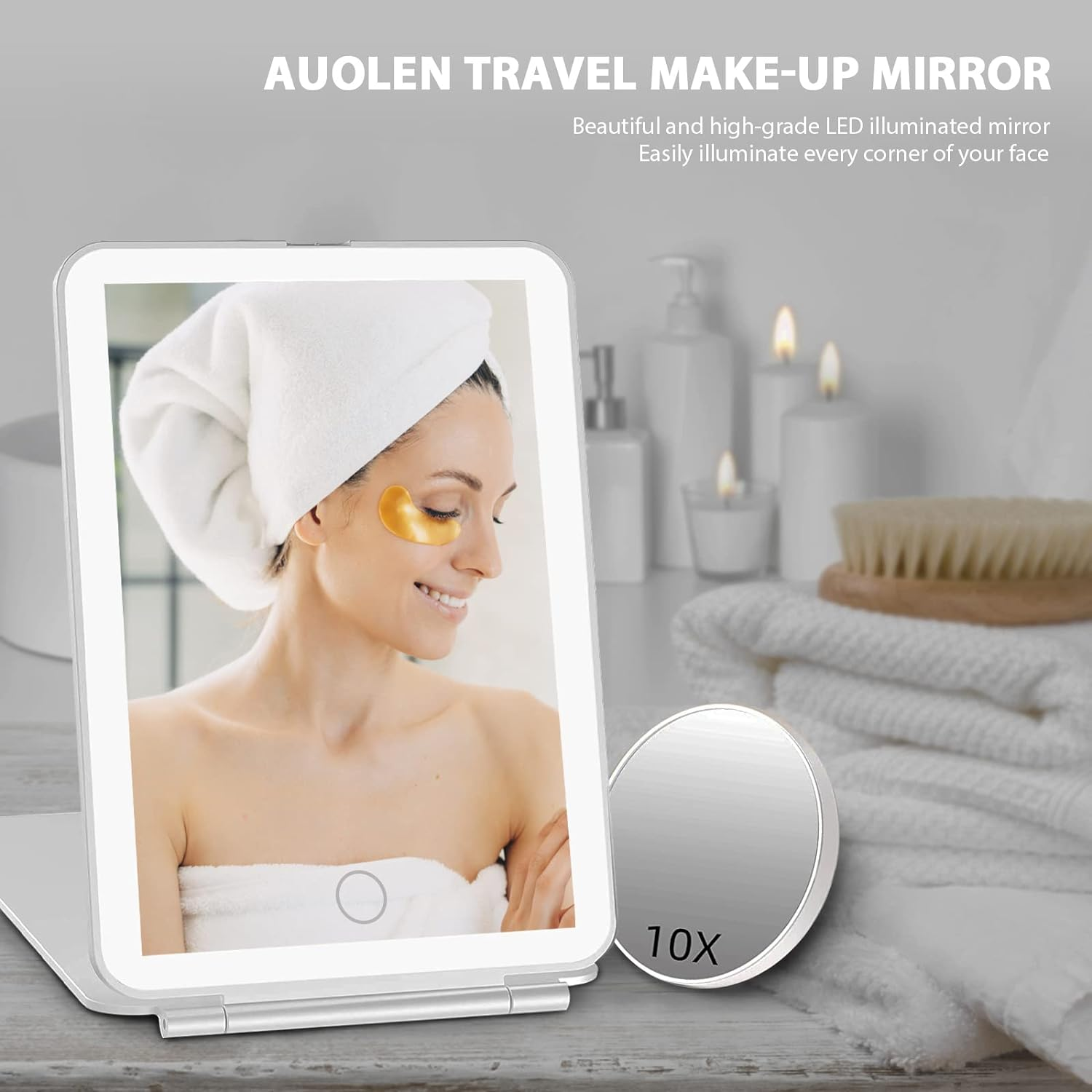 Makeup Mirror with 10X Magnifying Mirror, Vanity Travel Mirror with 48Leds, 3 Color Lighting, Rechargeable 800Mah Batteries, Portable Ultra Slim Lighted Makeup Mirror, Travel Essentials for Women image number 4