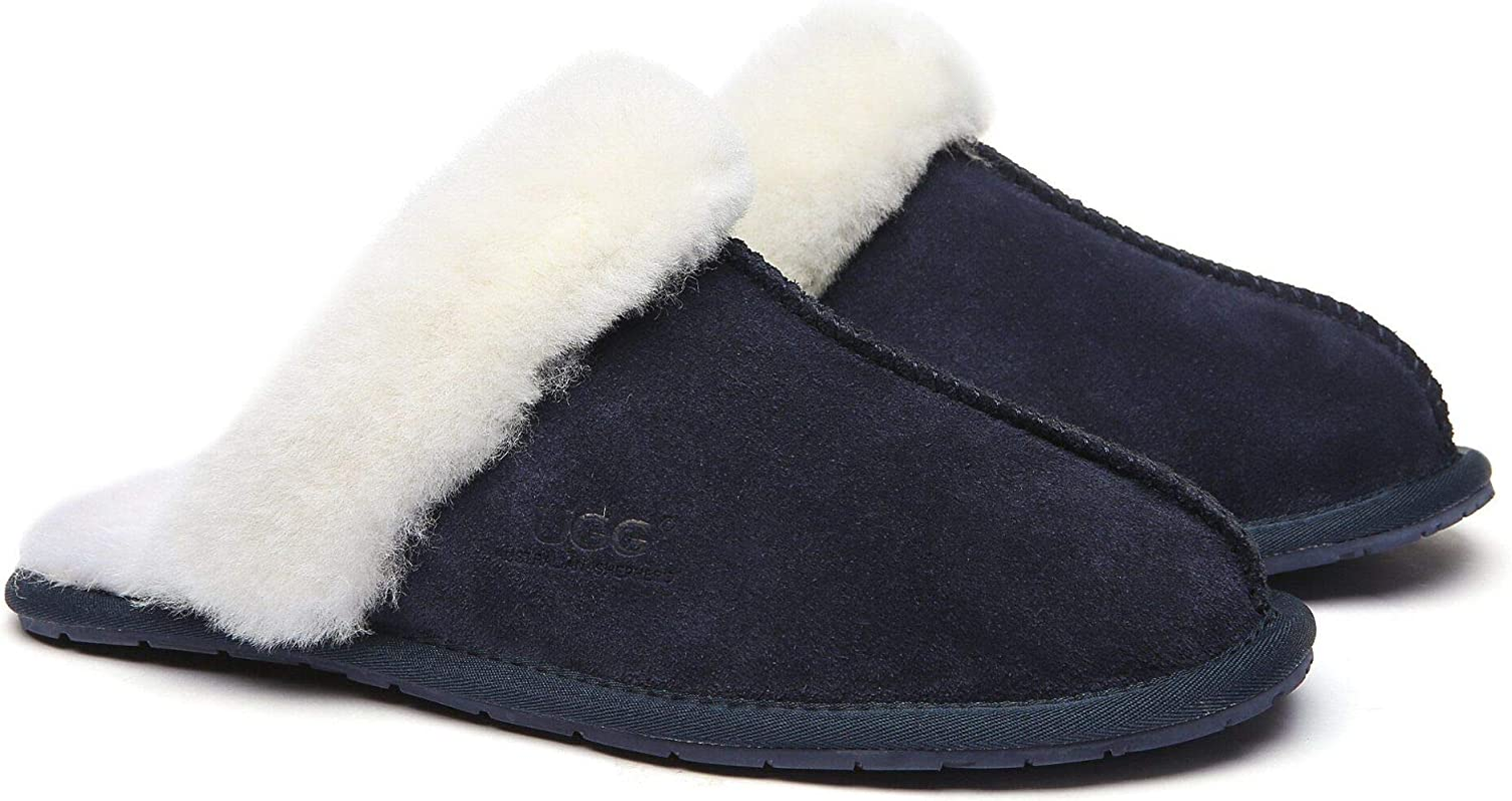 UGG Slippers Australia Premium Sheepskin Unisex Rosa Scuff - Navy Blue - AU Ladies 13 / AU Men 11 / EU 44 image number 5
