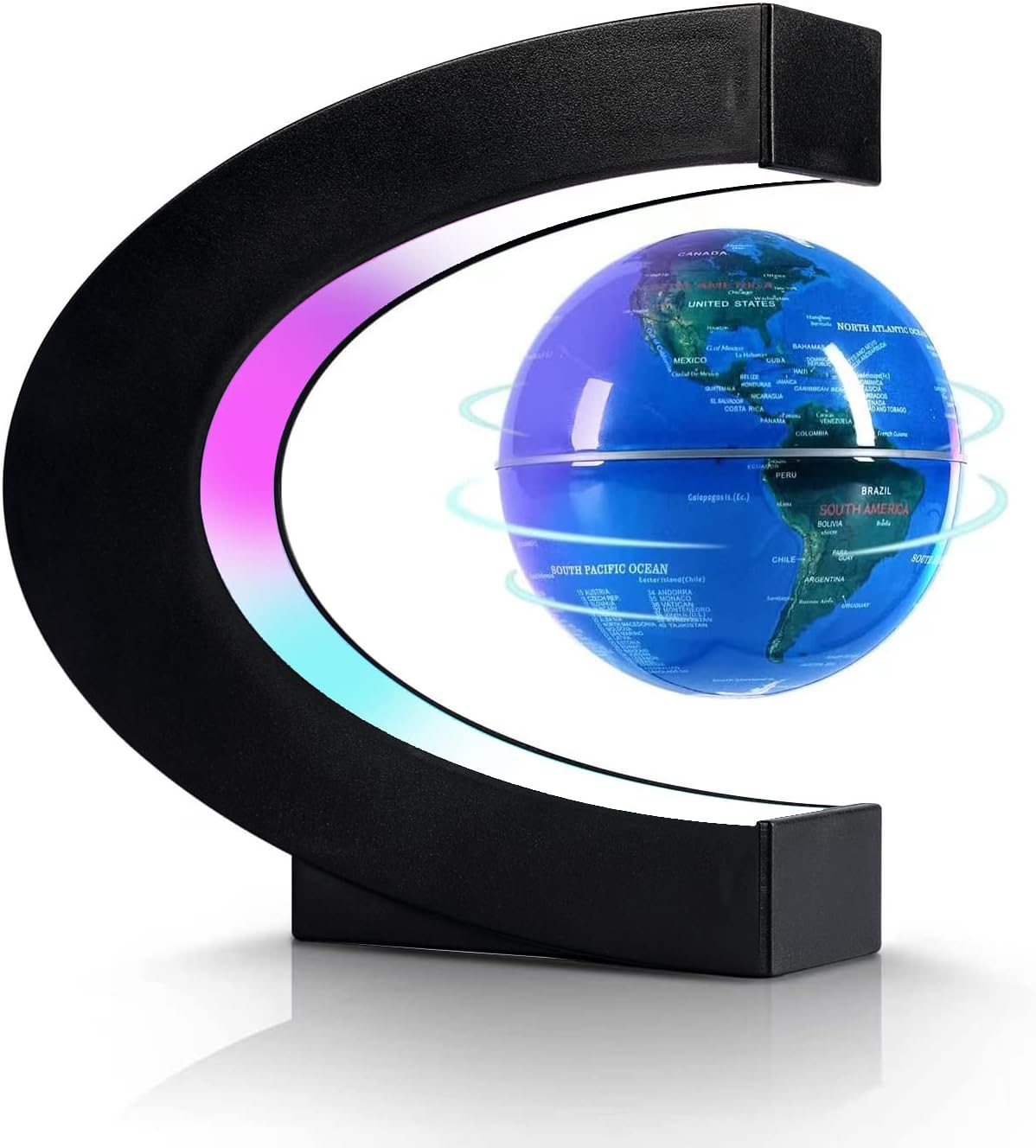 Flagest Magnetic Levitation Floating Globe, Levitating C Shape Globe with LED Lights for Educational Home Office Desk Bookshelf Decor, Birthday Holiday Chirstmas Creative Gift (Globe Diameter 3.3 Inches） image number 4