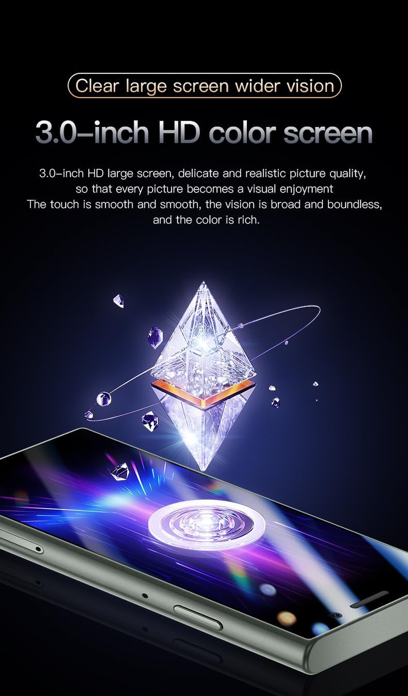 4G Mini Smartphone Unlocked 2GB +16GB Small Cell Phones, 3.0'' Quad Core/Dual Sim/Face Recognition (Green) image number 3