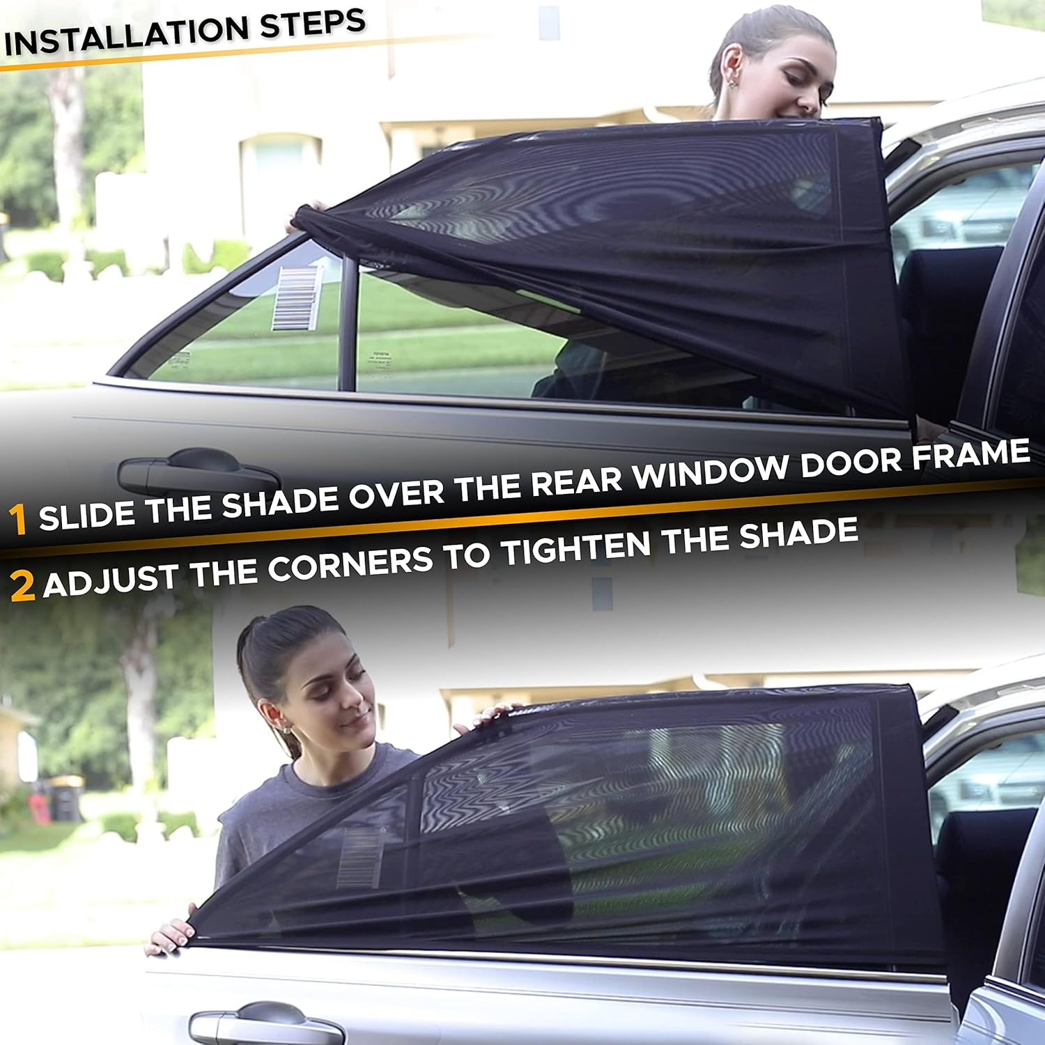 Kuskins 2 Pack Sun Shade for Car，Car Window Shades for Baby - UV Protection Sun Shade Side Window Curtains, Blackout Mesh for Heat & UV Block (Universal Fit 60-110Cm) - Compatible with Most Cars image number 5