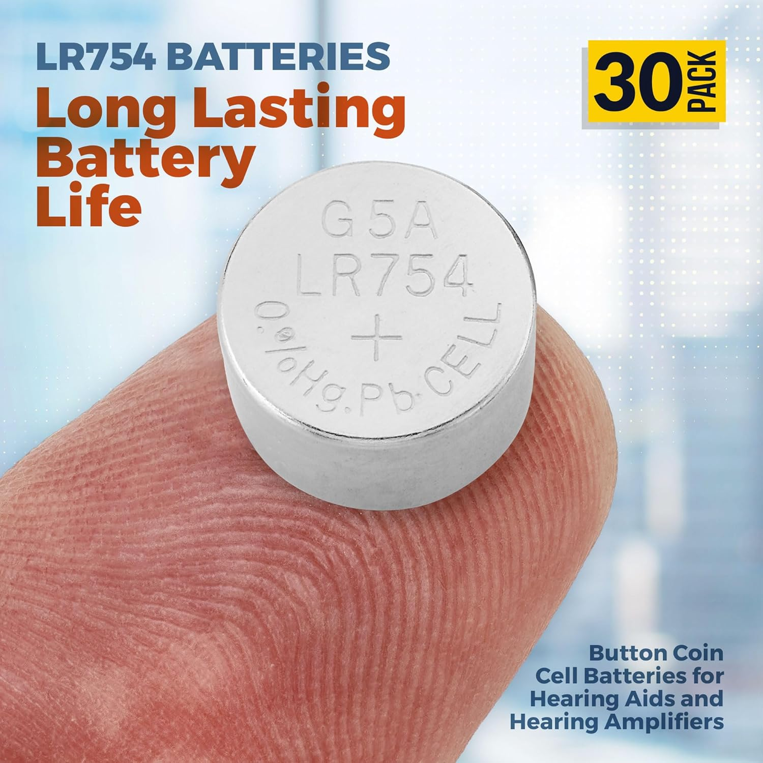 AG5 LR754 Batteries - 30 Count Pack - 1.5V Alkaline 754 LR48 193 Battery Button Coin Cell Batteries image number 2
