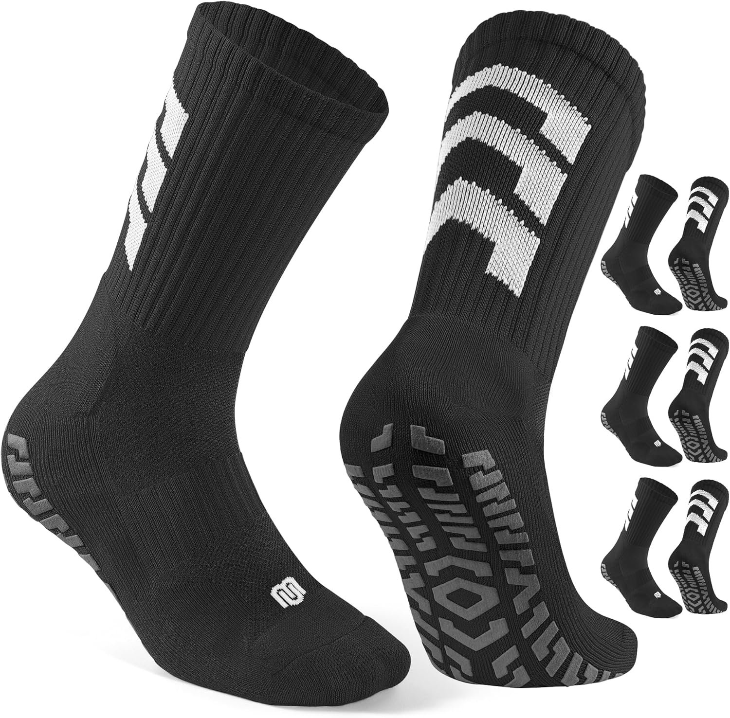 CLOSEMATE 3 Pairs Mens Grip Socks Athletic Cushioned anti Slip for Soccer Football Yoga image number 4
