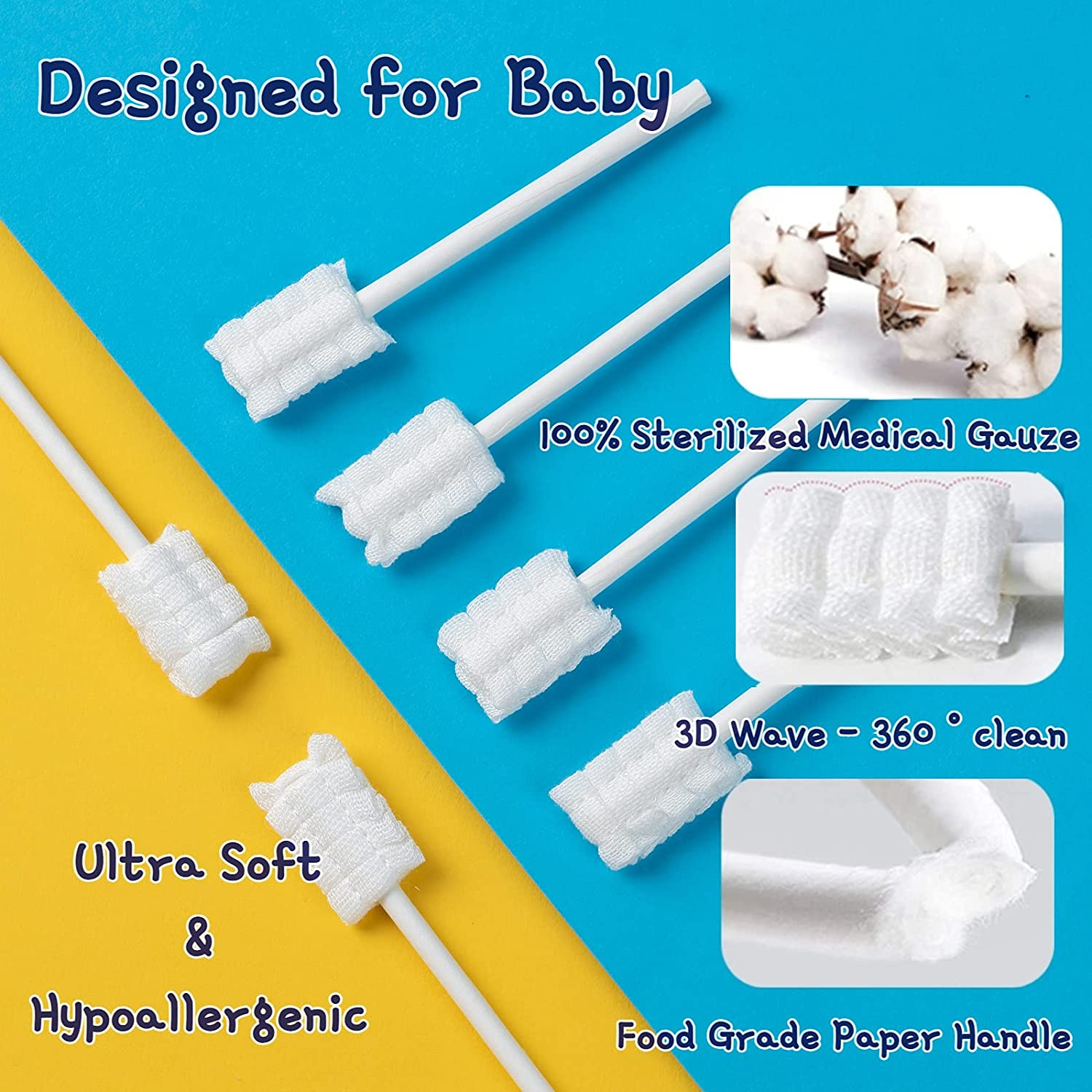Little Fox [60 Pcs] Baby Oral Cleaner +2 Pcs Finger Toothbrush with Cases, Baby Tongue Cleaner, Newborn Toothbrush, Disposable Tongue and Gum Cleaner, Infant Oral Care and Cleaning for 0-36 Month Baby image number 5