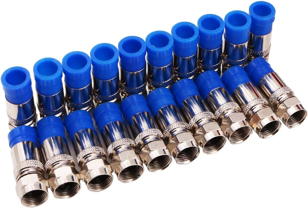 ZONADA Compression Crimper Stripper Set F-Type Hand Crimping Tool Rotary Coaxial Cable Crimping Stripping Cutting Pliers RG59 RG6 TV AV Cables Crimp Cutter with 20 Connectors image number 6