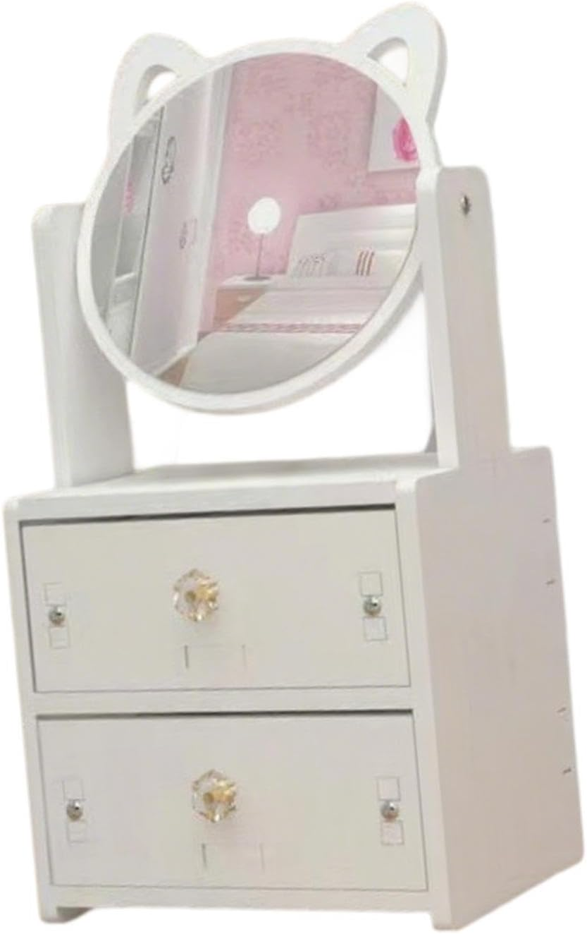 Folpus Makeup Organiser with Mirror, Cosmetic Organiser with Drawers for Office Supplies, Bathroom