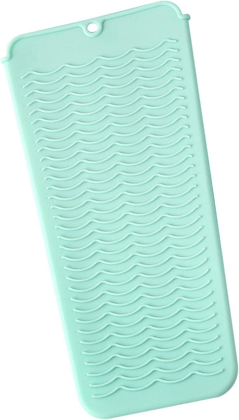 Eigell Silicone Heat Resistant Mat Pouch for Curling Iron Hair Straightener Countertop Protector Heat Insulating Sleeve Storage Bag Travel Case, Bkue