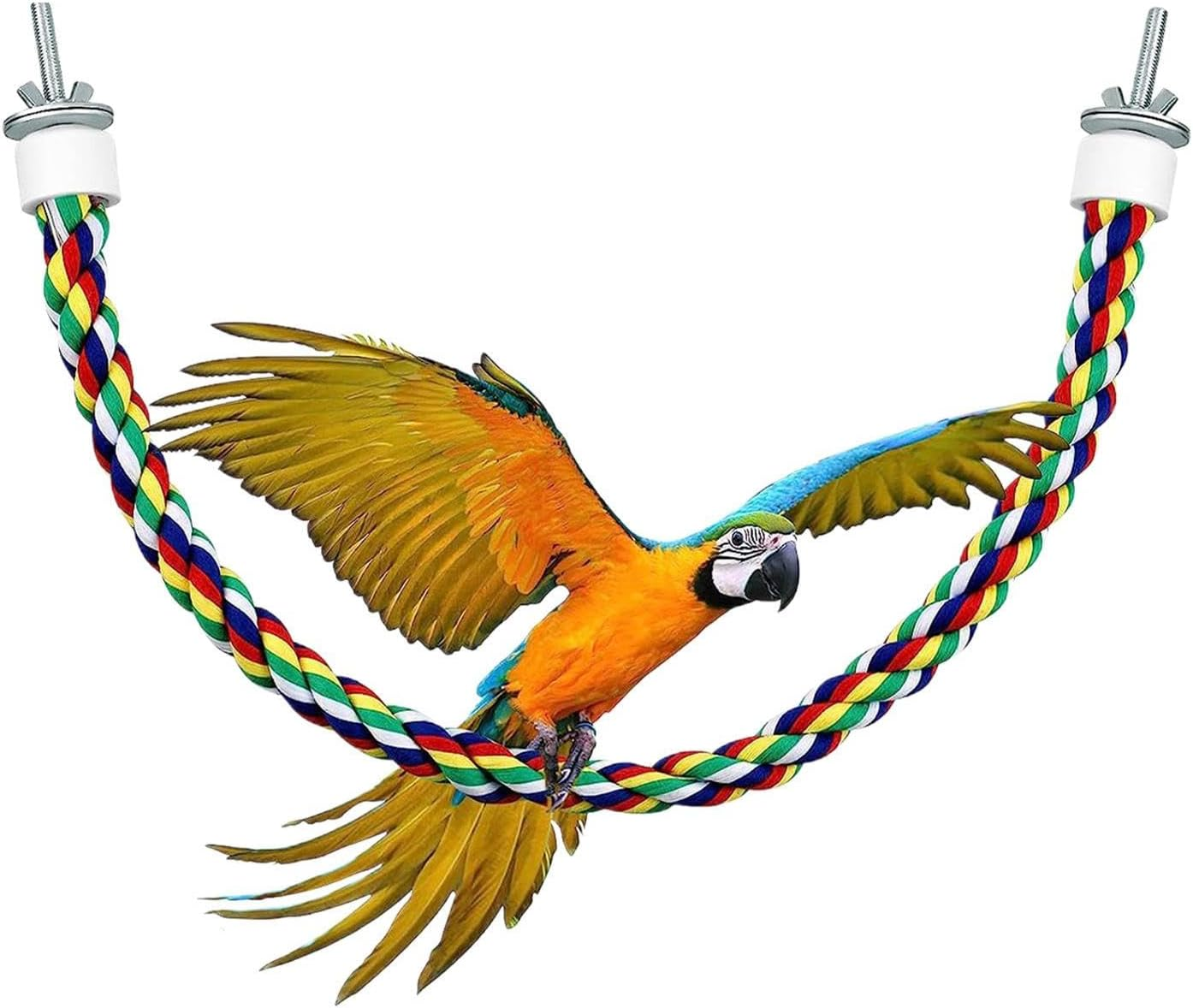 Rope Perches for Bird Cages - Bird Stainless Steel Bendable Rope Toys - Colorful Cleaning Teeth Toys for Exercising, Climbing, Exploring, Relaxing Toys for Small Birds Buniq image number 4