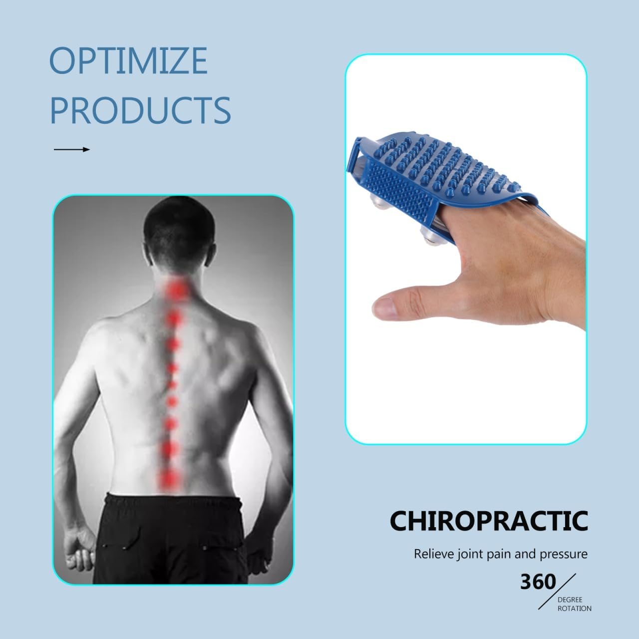 Housoutil Palm Shaped Massage Glove, Handheld Body Massager with 7 Metal Roller Balls, Exfoliating Bath Brush for Muscle Soreness, Cellulite Management, Blue image number 4