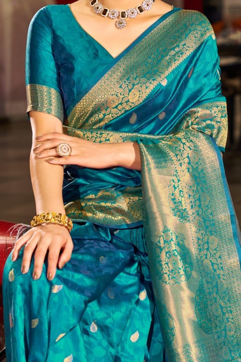 SWORNOF Womens Kanjivaram Banarasi Silk Saree Patola Saree image number 4