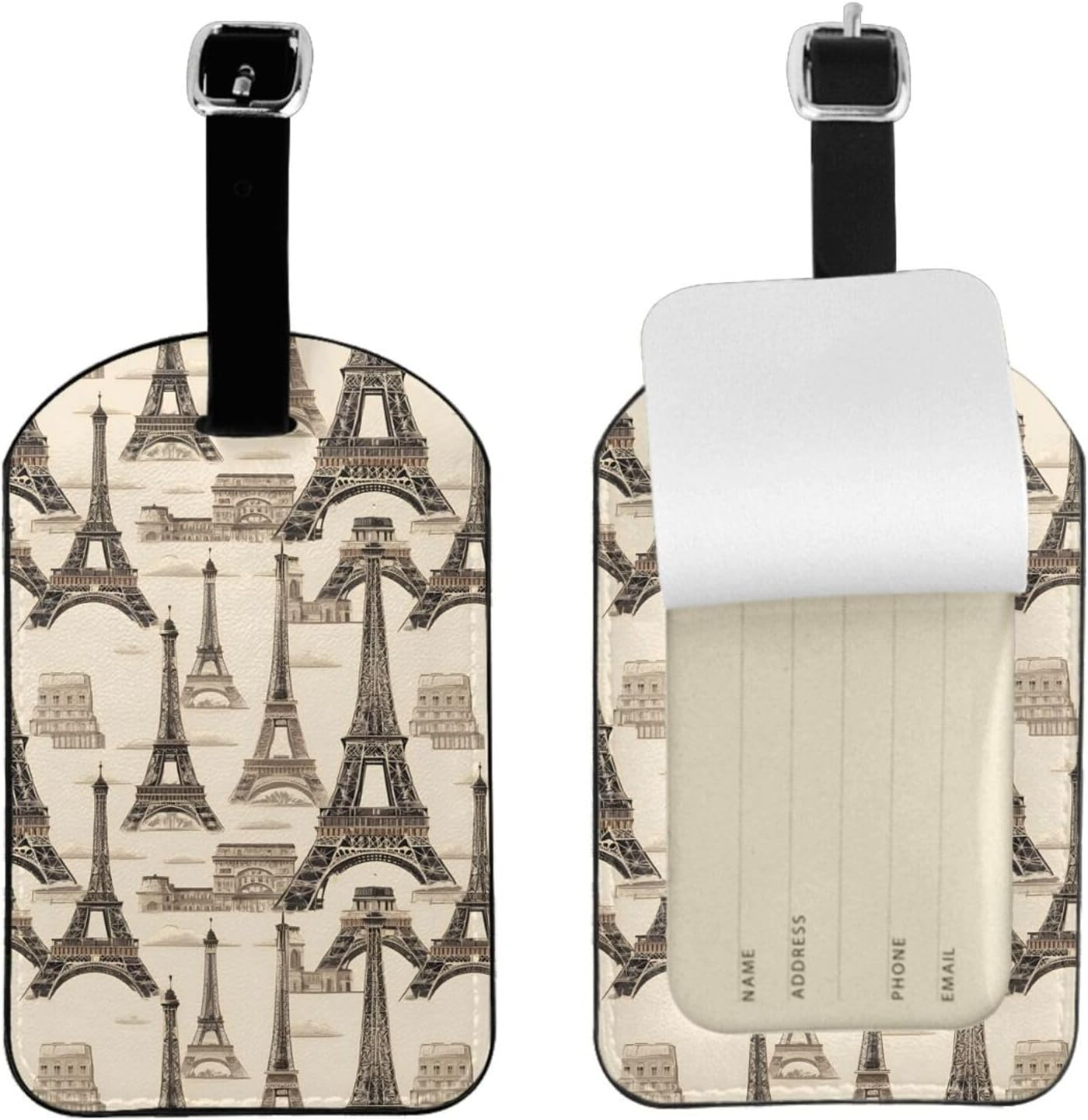 French Paris Tour Eiffel Tower Print Elegant Tag Stylish Tag Luggage Tag 4.3 X 2.76 Inch for Suitcases Travel Bags image number 2