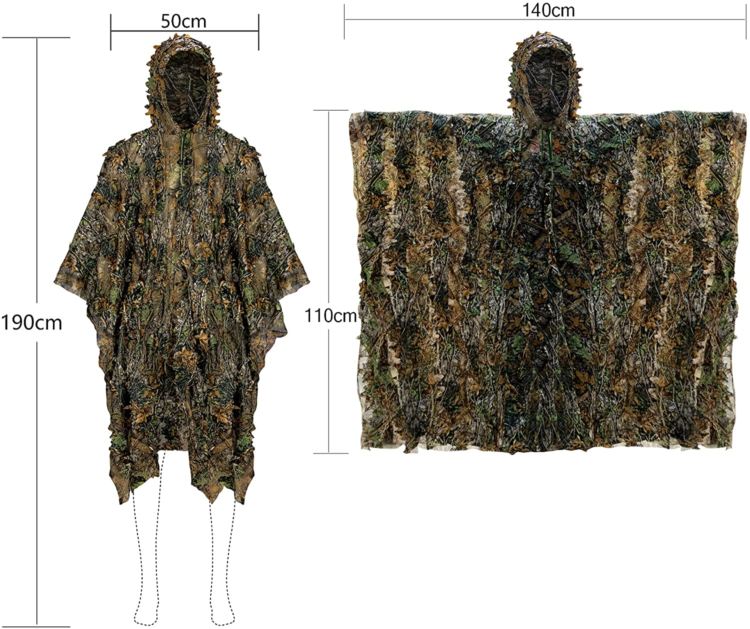 Ginsco 3D Leaf Woodland Ghillie Suit Camouflage Clothing for Hunting Bird Watching Military Training Outdoor Gaming Airsoft Wildlife Photography image number 6