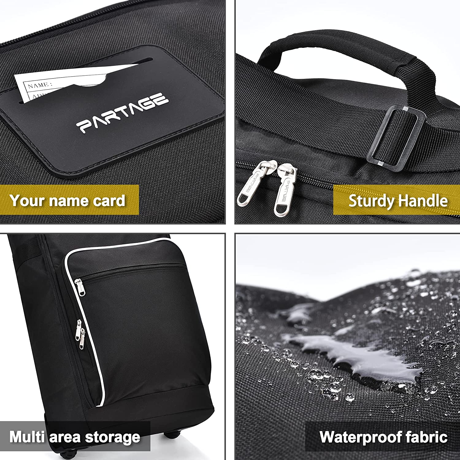 Snowboard Bag with Wheel, Store & Transport Snowboard up to 170 Cm, 600D Waterproof Oxford -Black image number 1