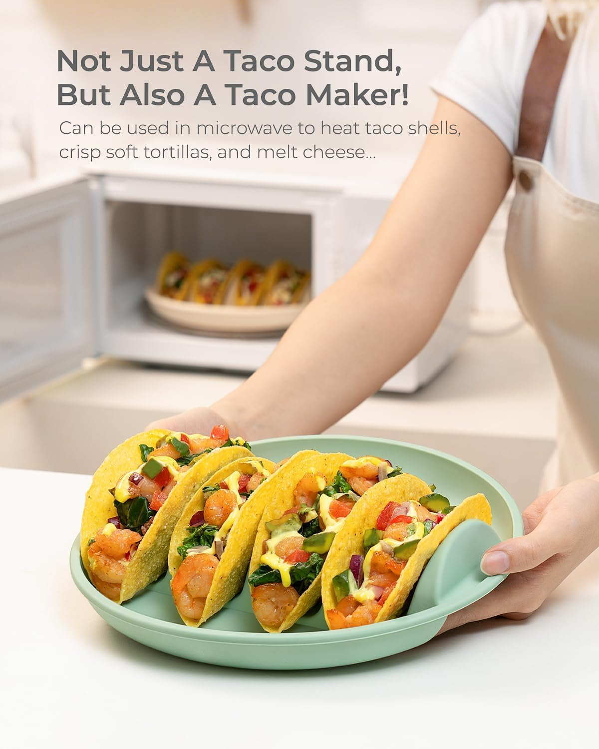 2PACK Silicone Taco Tray 9.76" Heat Resistant Taco Holder Stable Placement Tortilla Tray Large Capacity Tortilla Holder for Home Office image number 1