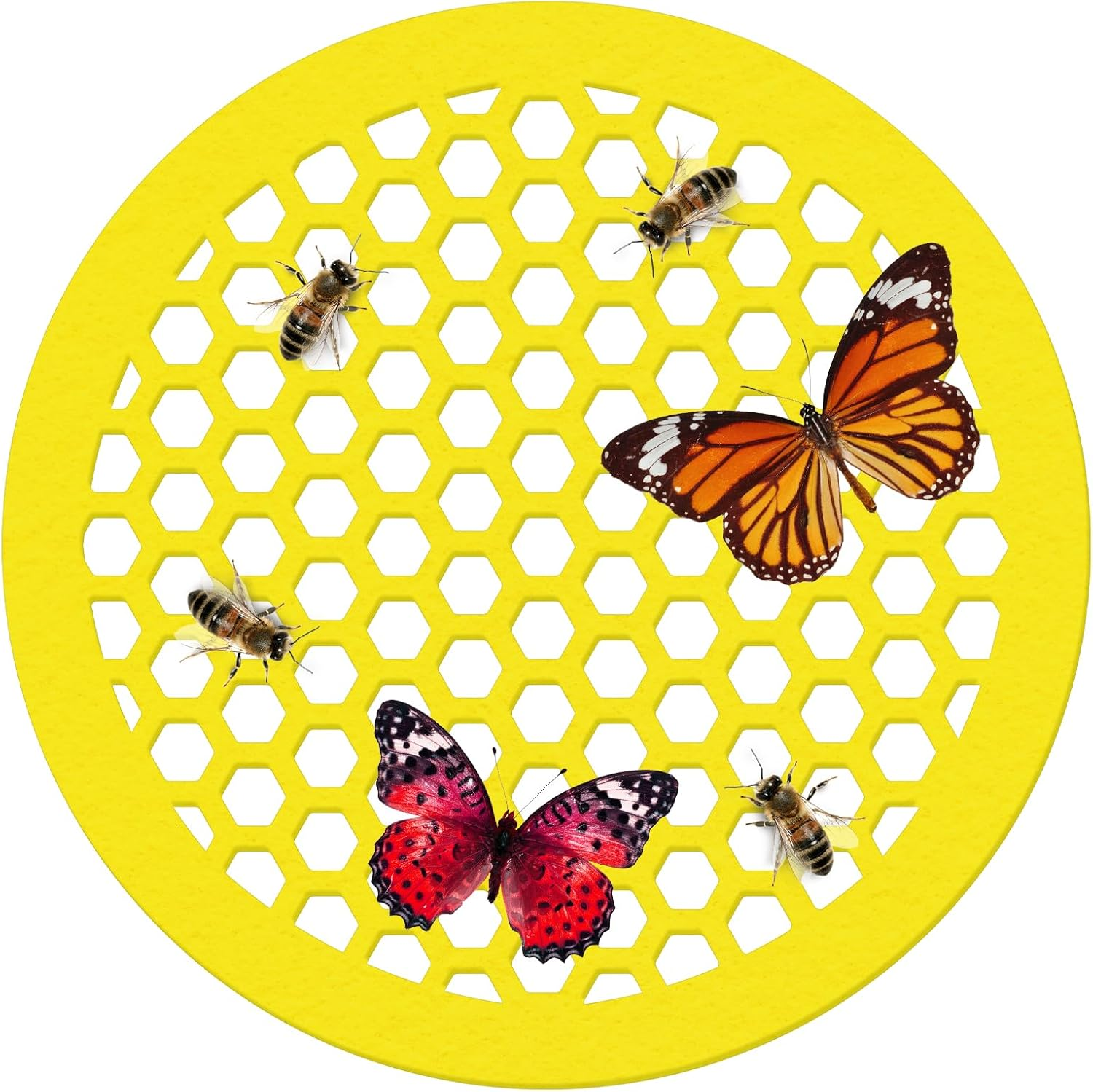 WELANE Bee Drinking Station, Yellow Floating Bee Island for Bathing, Feeding, Outdoor Garden Decor (20Cm/7.87In)