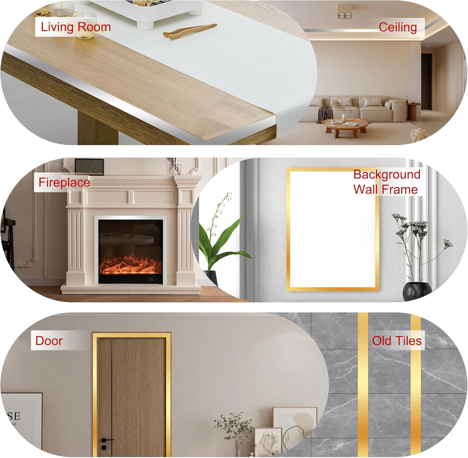 JUNART 600Cm&times;1Cm Stainless Steel Wall Molding Trim,Peel and Stick, Flexible Self-Adhesive Metal Trim for Fireplaces, Mirror Frames, Walls, Ceilings, Floors, Tiles(Silver) image number 5