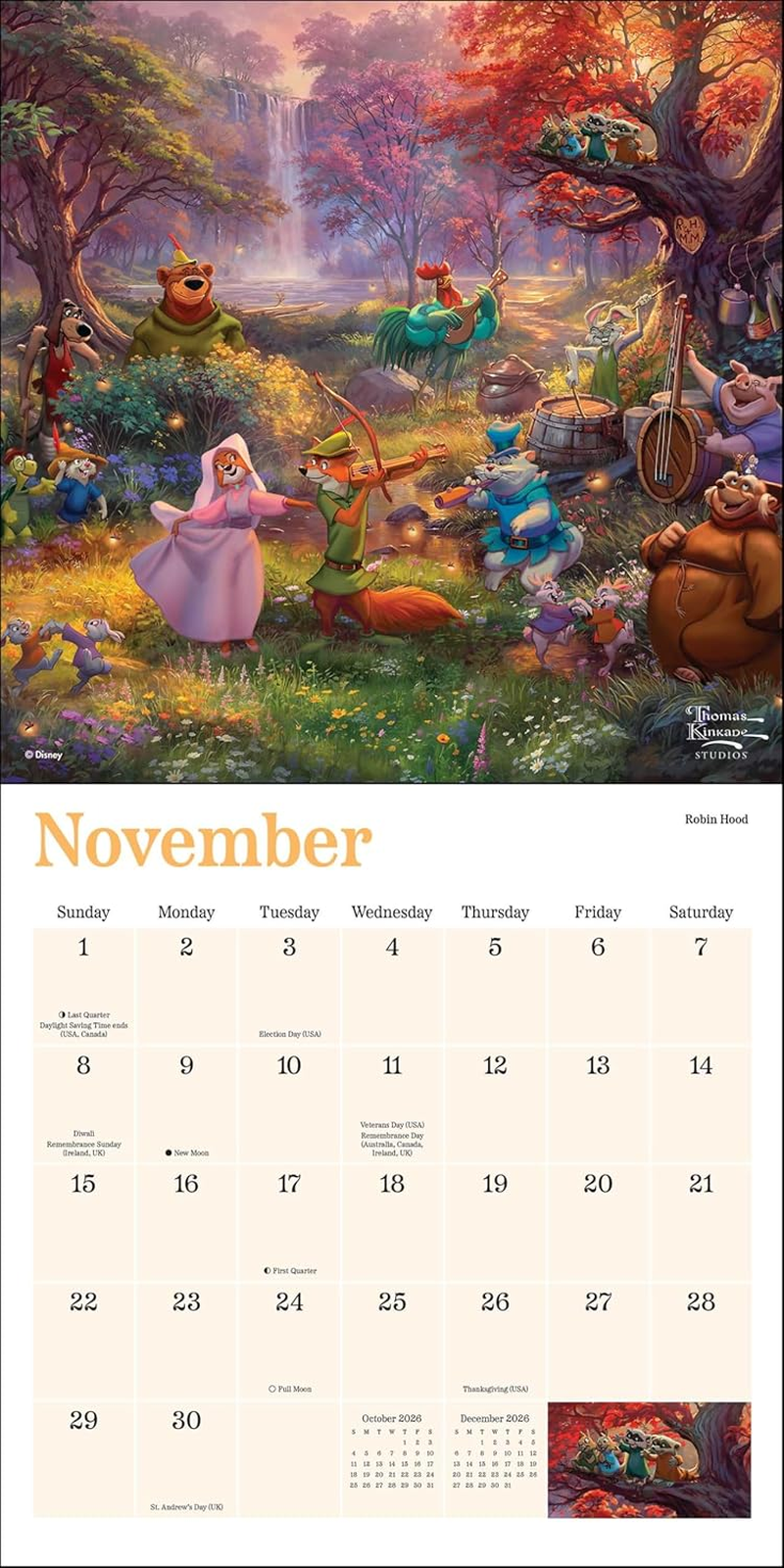 Disney Dreams Collection by Thomas Kinkade Studios 2026 Mini Wall Calendar image number 4