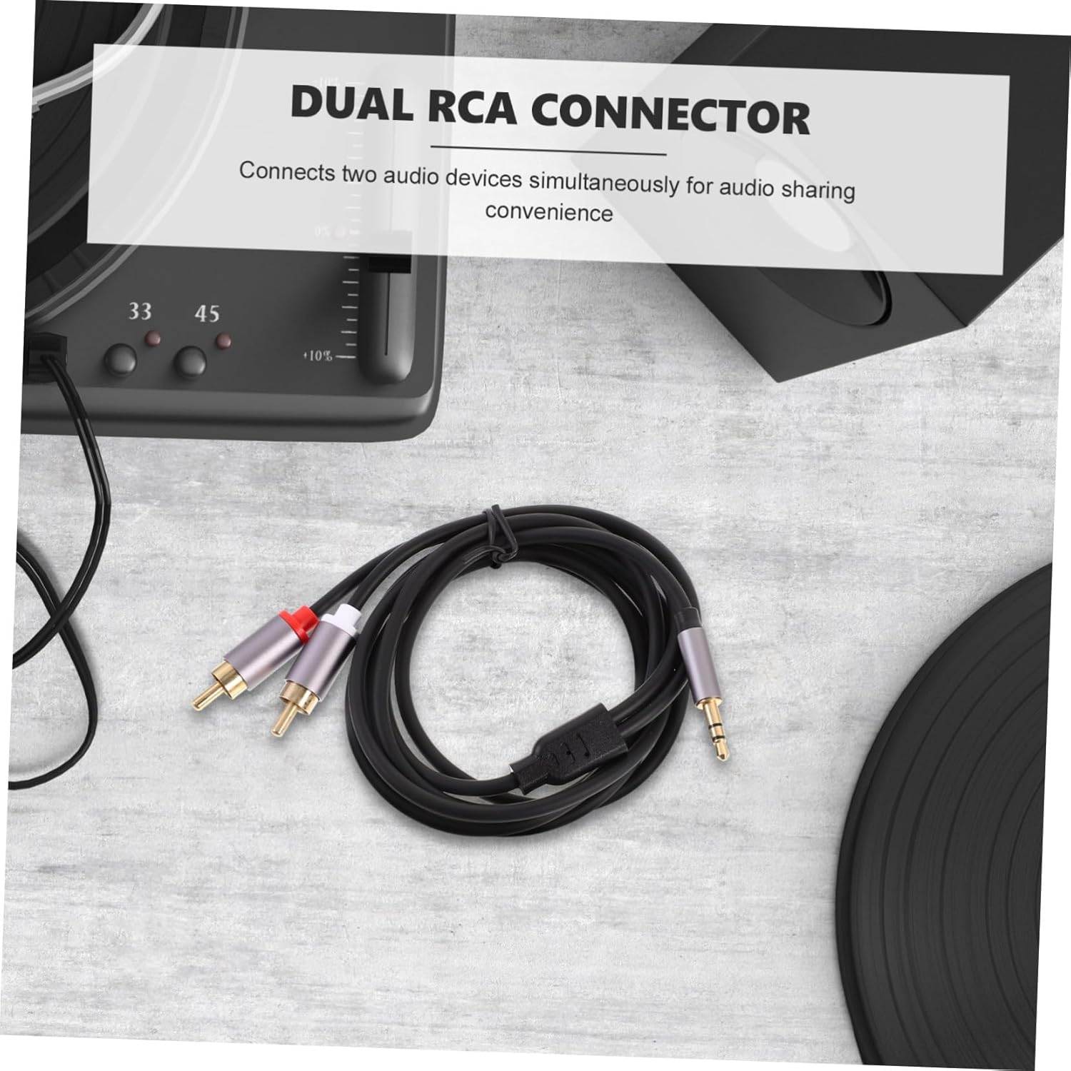 Housoutil 1.5M Double Lotus Audio Cable to Stereo Jack Extension Cable for Headphones and Speakers Auxiliary Cord for Home Theater Setup image number 1