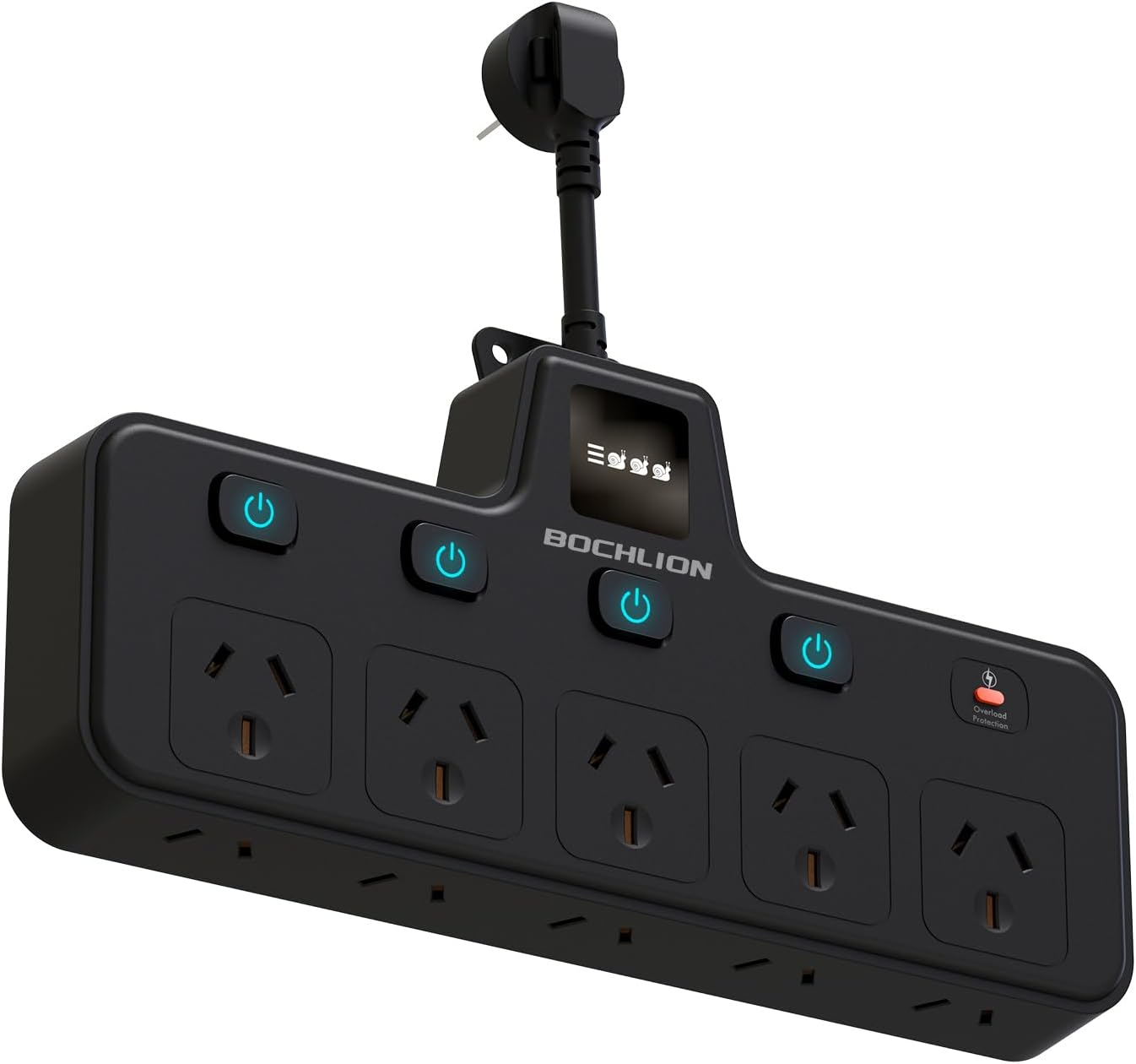 BOCHLION Power Strip with Independent Switches and Night Light Features 10 Socket Adapters, Suitable for Household Wall Plug Extension for Home, Office, and Travel (Black) image number 3