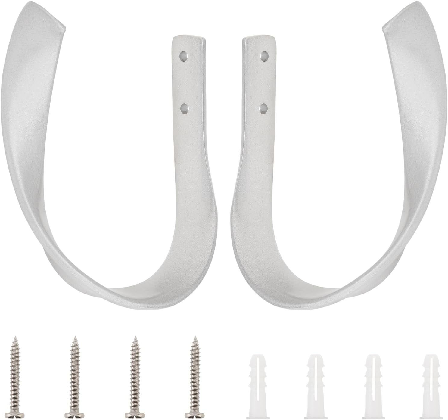 HOJLKLD 2 Pack Curtain Holdbacks, Aluminum Alloy Wall Mounted Decorative Drapery Tiebacks with Screws and Anchors, Heavy Duty U-Shape Wave Window Curtain Hooks for Home Decor (2, Black)