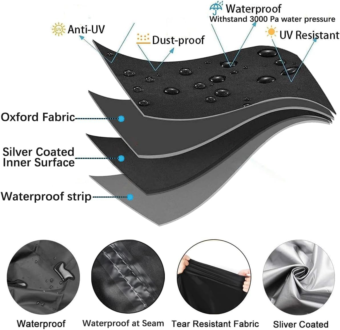 Motorcycle Cover All Season,Quality Waterproof Sun Outdoor Protection Scooter Shelter Tear Proof Night Reflective & Lock-Holes Storage Bag Fit up to 105" Motorcycles Yamaha,Honda,Suzuki,Harley image number 1