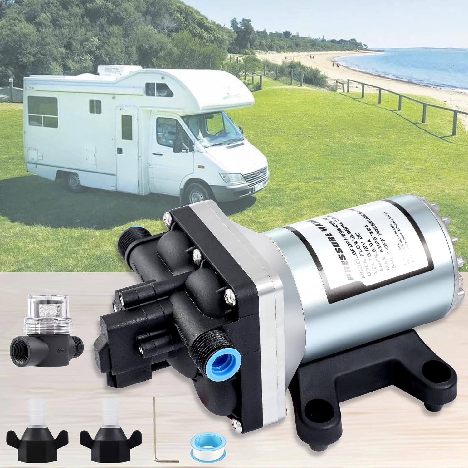 Upgraded 12V Water Pump High Pressure Fast Self Priming 11.3L with Auto Switch for RV Caravan Boat image number 2