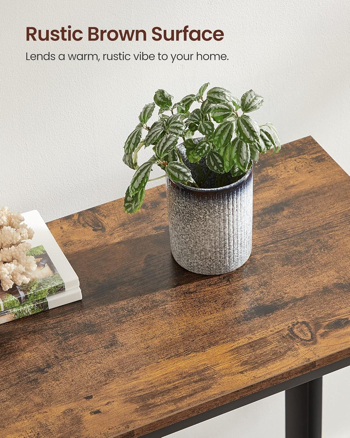 VASAGLE Console Table, Entryway Table, Stable Sofa Table, for Living Room, Bedroom, Easy Assembly, Rustic Brown and Black LNT80X image number 3