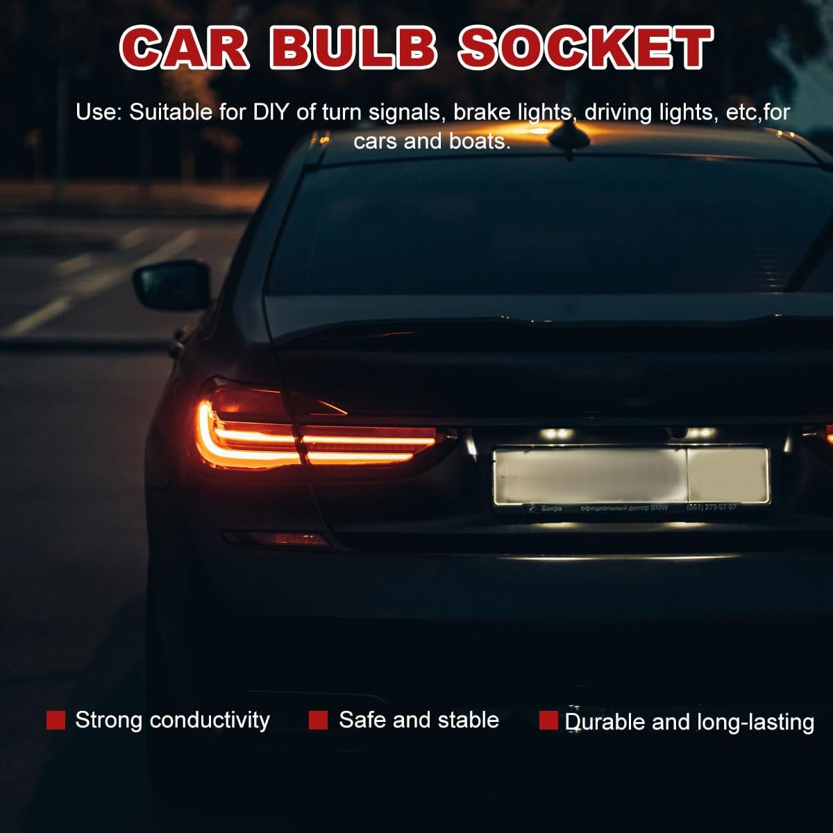 2 PCS Car Bulb Socket, BAY15D 1157 LED Light Bulb Snap-In Socket Holder with Wire Connector, Automotive Bulb Socket Adapter for Brake Lamp Turn Signal Light, Car Accessories image number 2