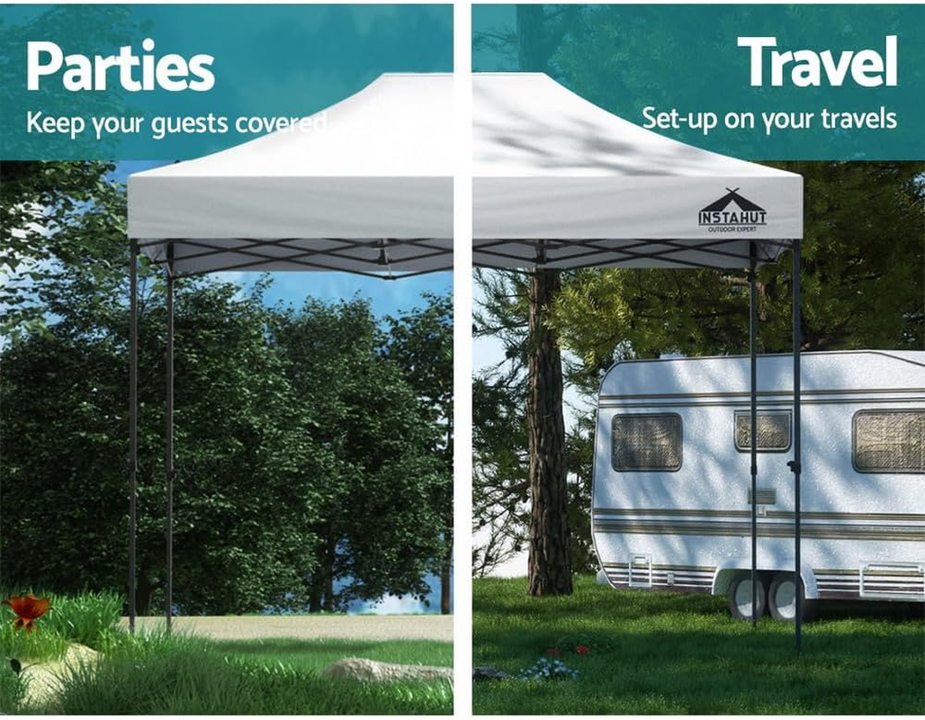 Instahut Gazebo 3X4.5, Pop up Camping Tent Marquee Folding White Gazebos Garden Outdoor Wedding Party Canopy Patio, Water Resistant and UV PU Coating image number 4