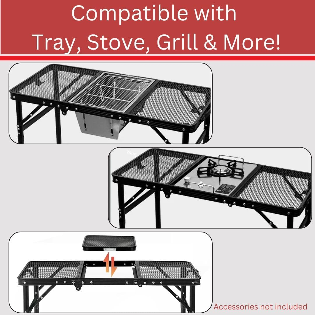 Portable Folding Outdoor Camping Table &ndash; 2FT Lightweight Small Foldable Table for Camping, Picnic, BBQ, Travel & Outdoor Cooking &ndash; Compact, Collapsible & Durable Camp Tables with Adjustable Height