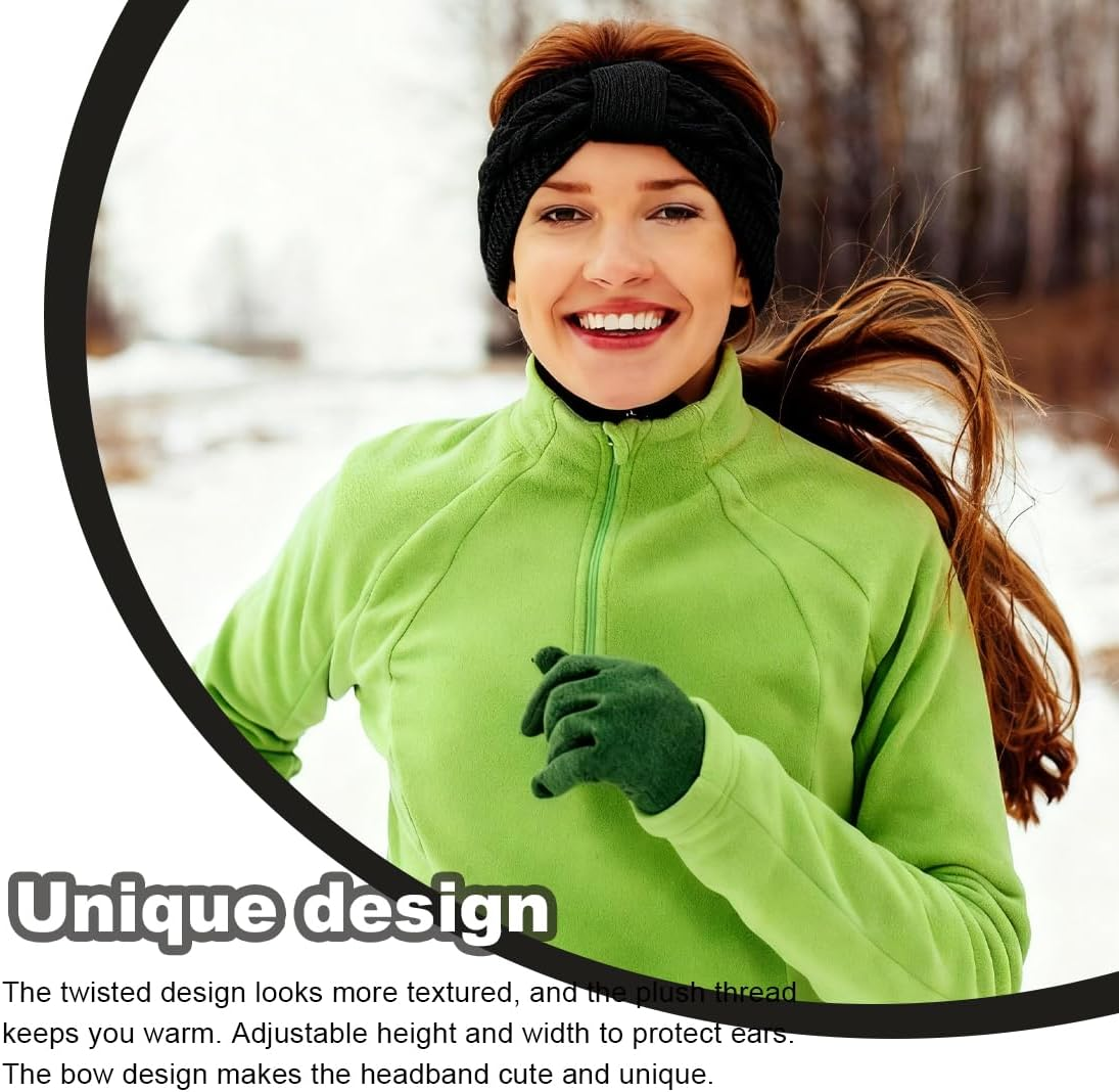 WUSJCOF Women'S Winter Headband, Lined Fleece Headband, Elastic Knitted Headband, Women'S Headband, Knitted Headwrap, Pack of 1 image number 3