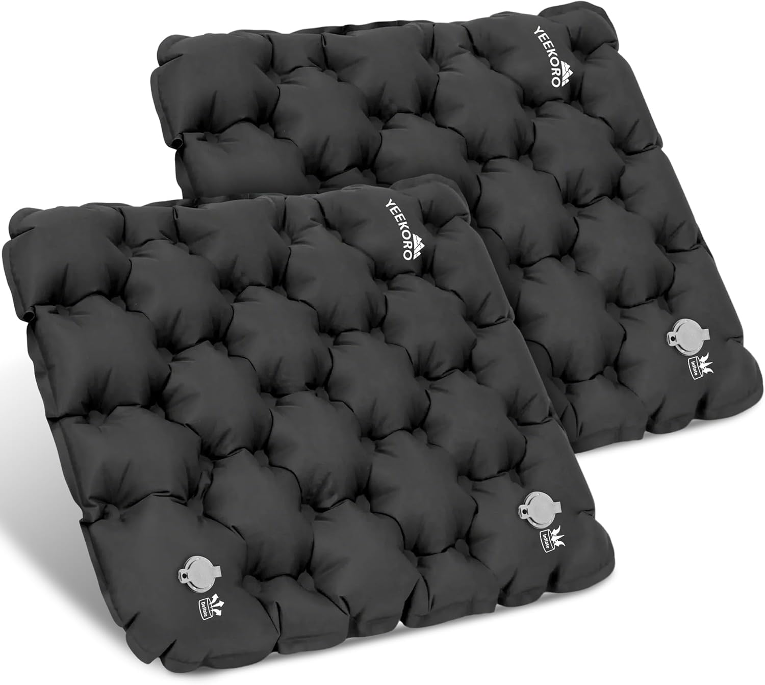 YEEKORO Inflatable Seat Cushion, Lightweight Camping Air Sitting Pad with Repair Cloths, Waterproof Stadium Seat Pad, Portable Seat Cushion for Climbing Hiking Office Airplane Car Stadium Seat