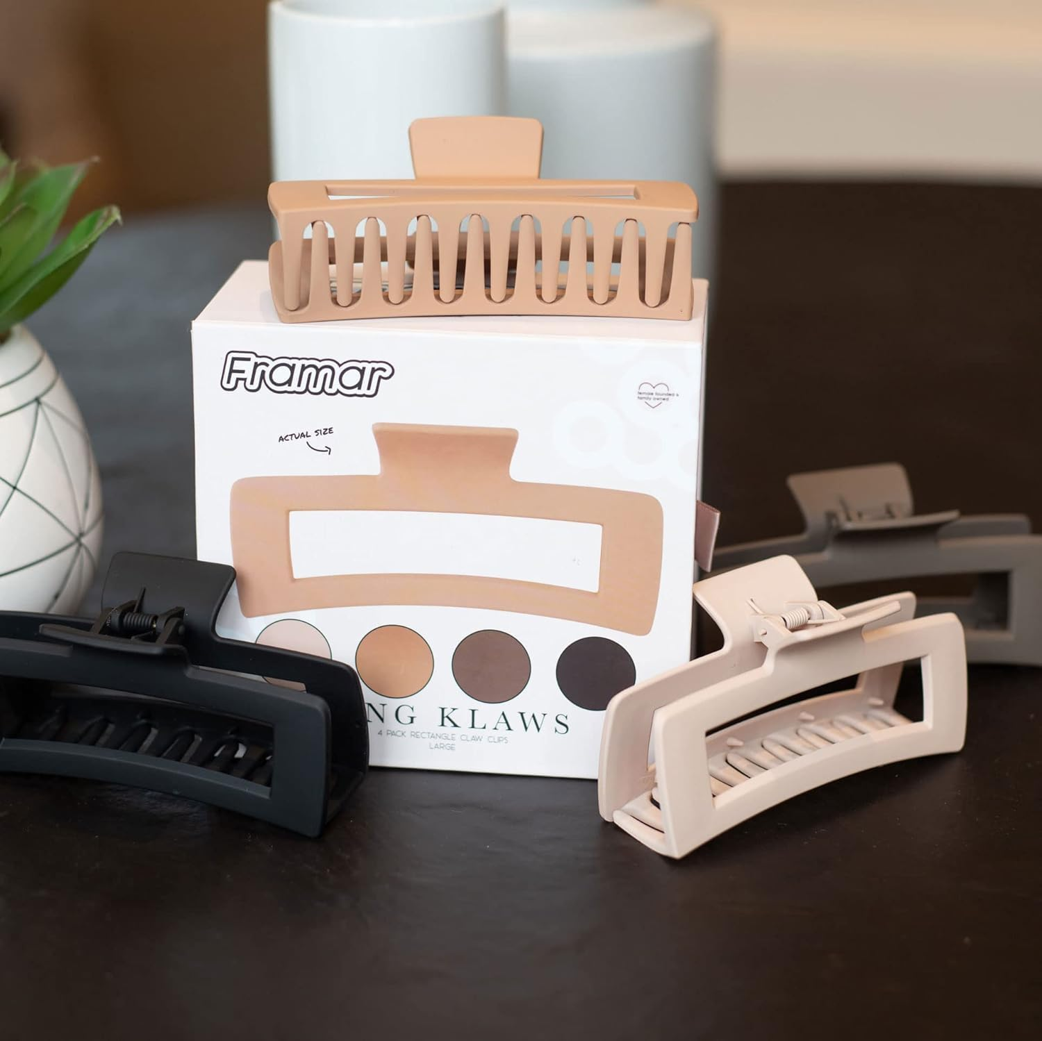 FRAMAR Large Claw Clips for Thick Hair Hair Claws for Thick Hair, Long Hair Claw Clips Variety Pack, Large Hair Clips for Thick Hair, Cute Claw Clips for Long Hair, Large Claw Clip image number 4