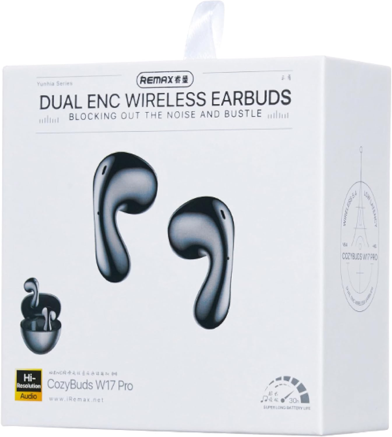 REMAX Dual ENC Cozybuds W17 Pro Upgraded Version-Frost Silver image number 1