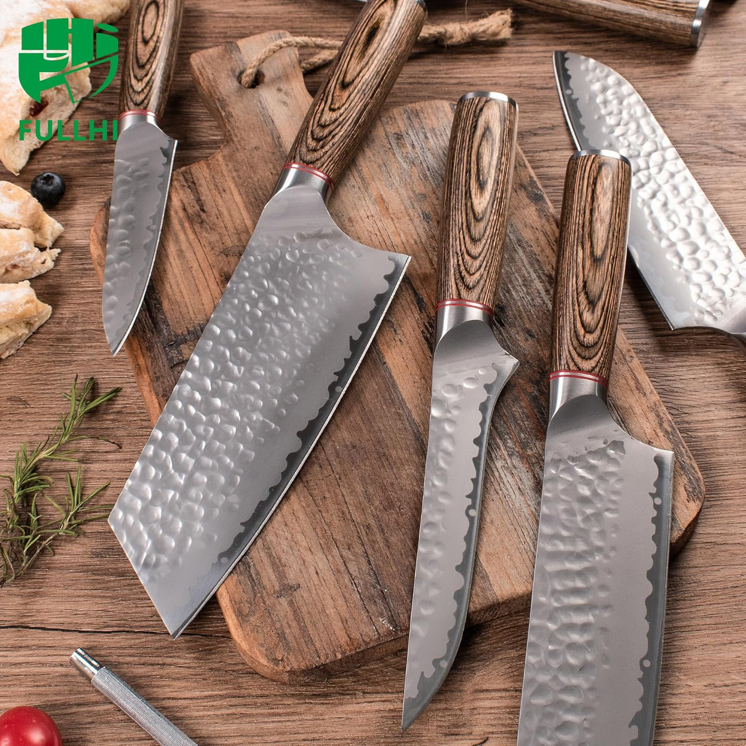 FULLHI Knife Set 13Pcs Japanese Knife Set, Premium Stainless Steel Kitchen Knife Set with Knife Roll Bag image number 1