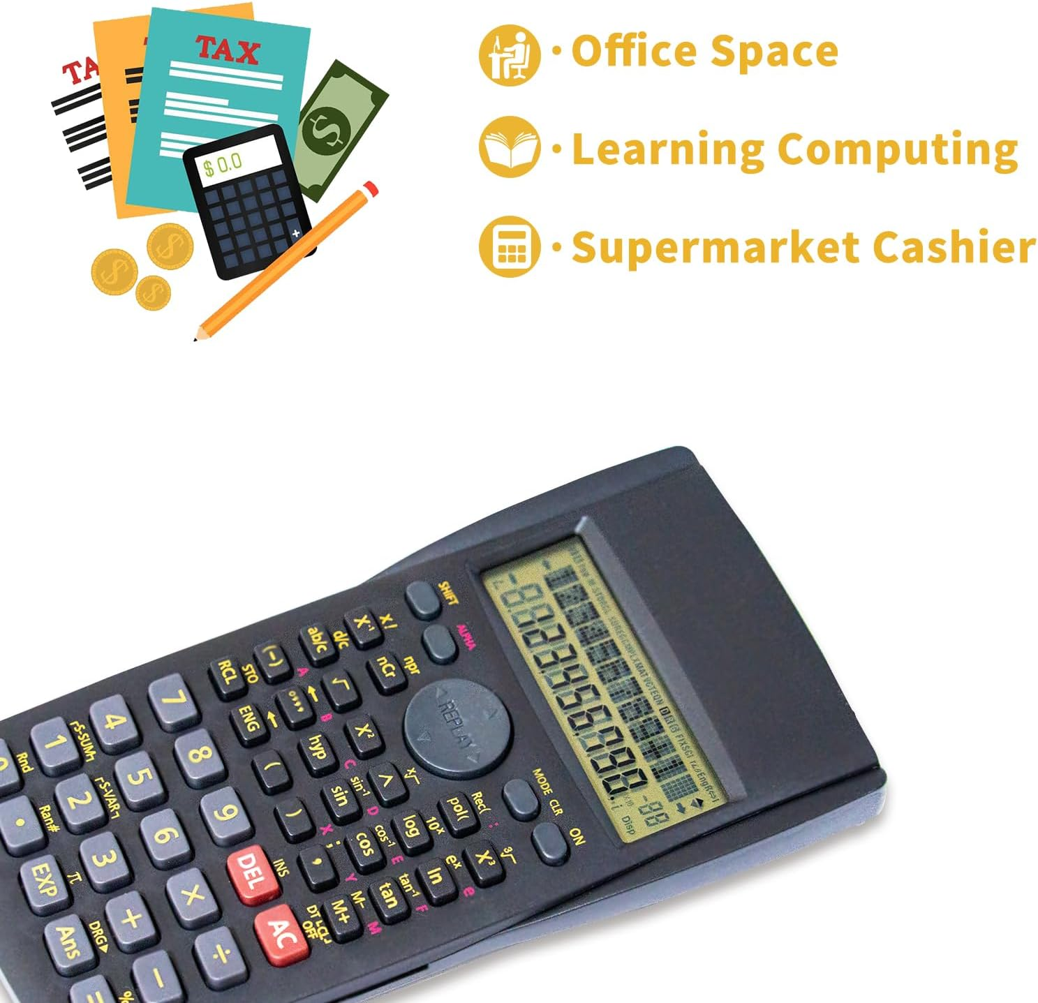 Scientific Calculator 2 Line Multifunction for School Engineering Accounting (YE82MS) image number 3
