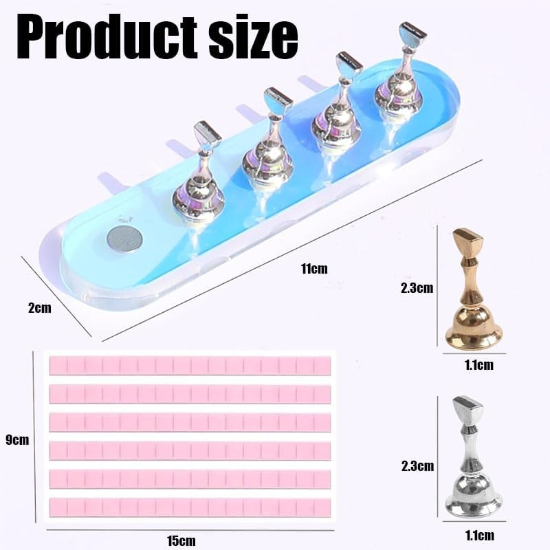 2 Sets Nail Stand for Painting & Press-On Nails,Includes 96 Pcs Reusable Sticky Putty, Magnetic Nail Art Holder for Home & Salon, Durable Nail Display Stand for Hand Practice (Round) image number 5