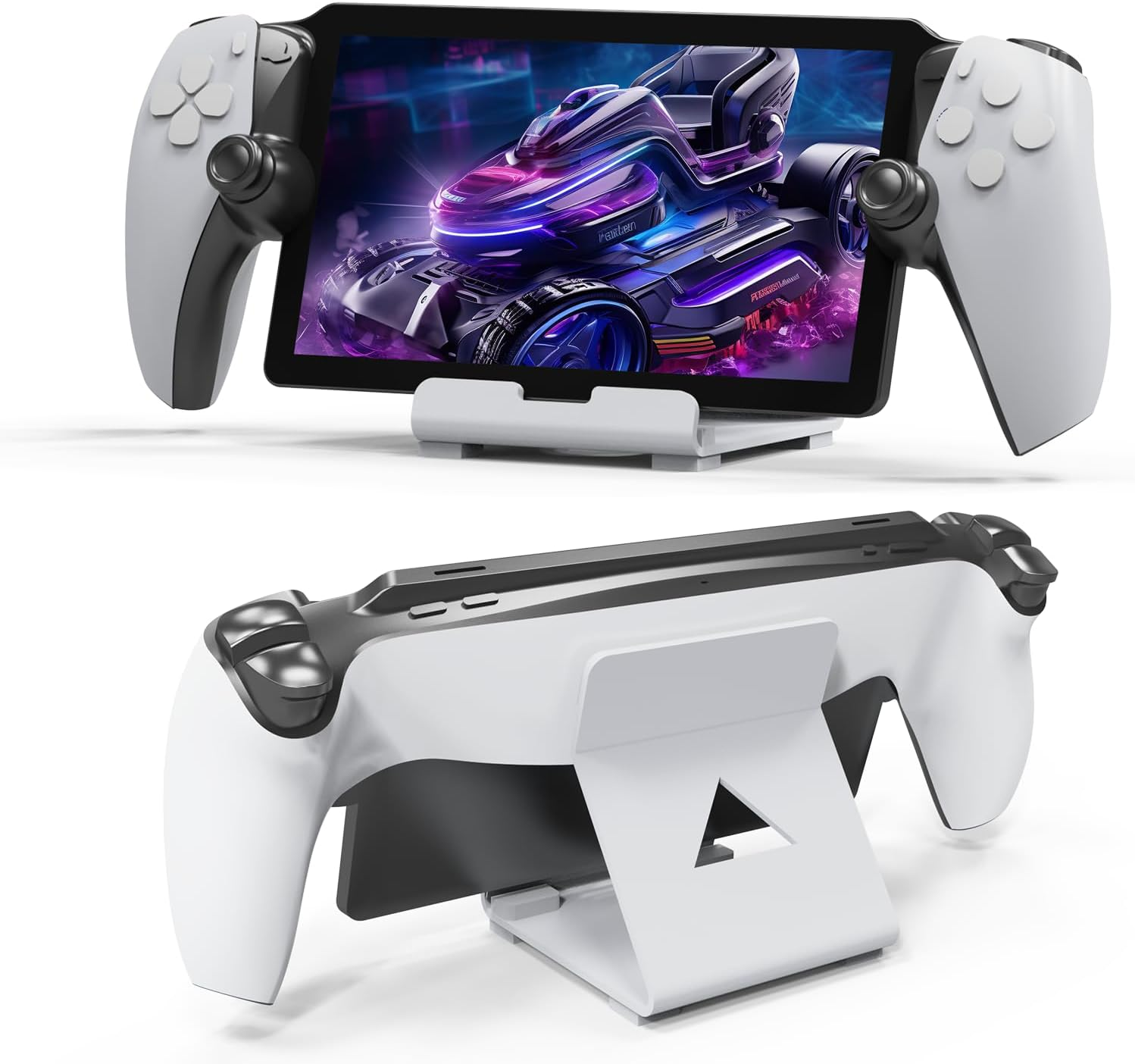 Levigo Game Controller Desktop Holder Stand Compatible with Playstation Portal/Asus ROG Ally/Steam Deck/Switch, Gaming Accessories Game Controller Host Bracket (White) - White image number 4