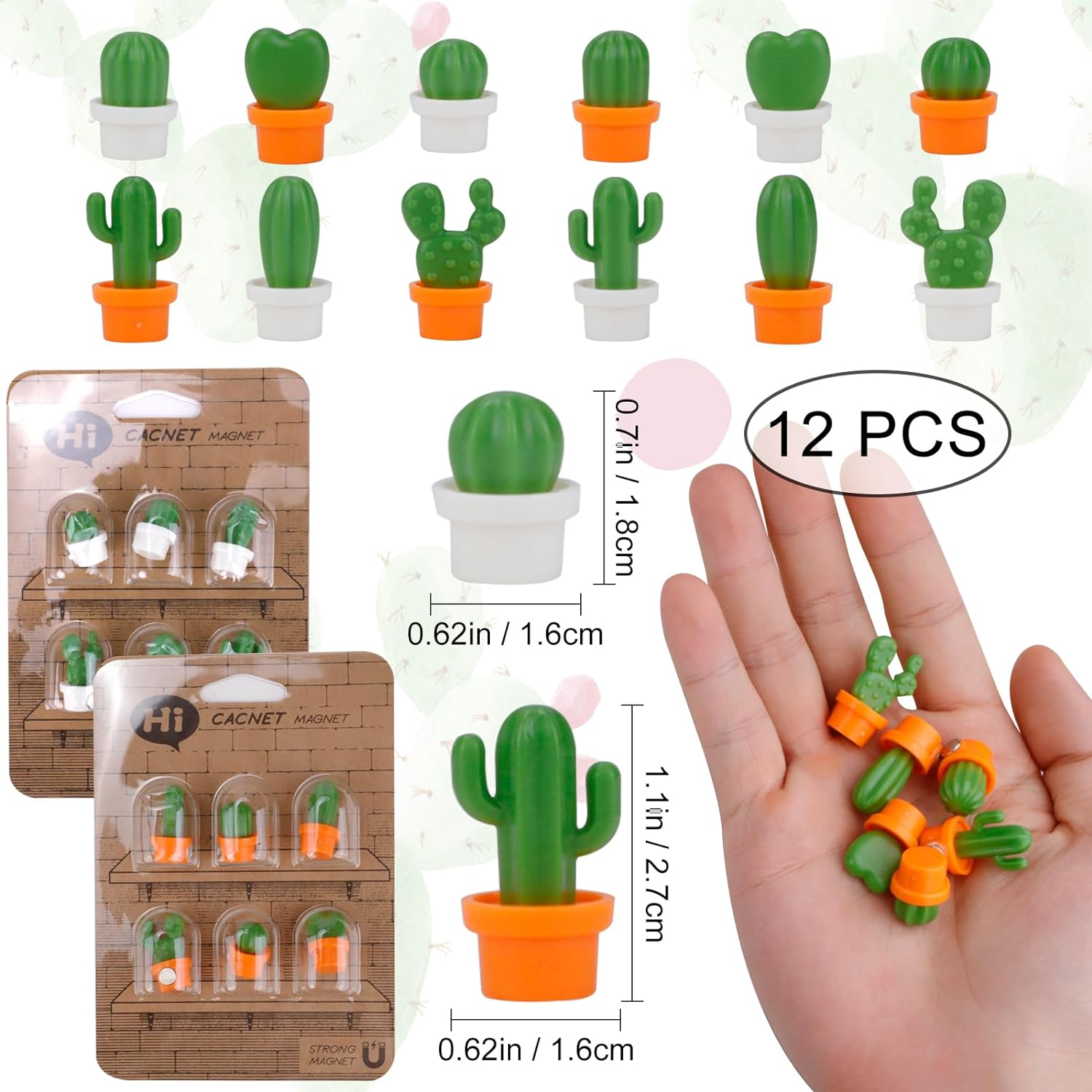 RETON 20Pcs Plant Fridge Magnets Decorative Refrigerator Magnets, Cute Cactus Magnets Mini Tropical Leaves Fridge Whiteboard Magnets, Plants Magnet Stickers for Fridge Home Office Decor (2 Styles) image number 6