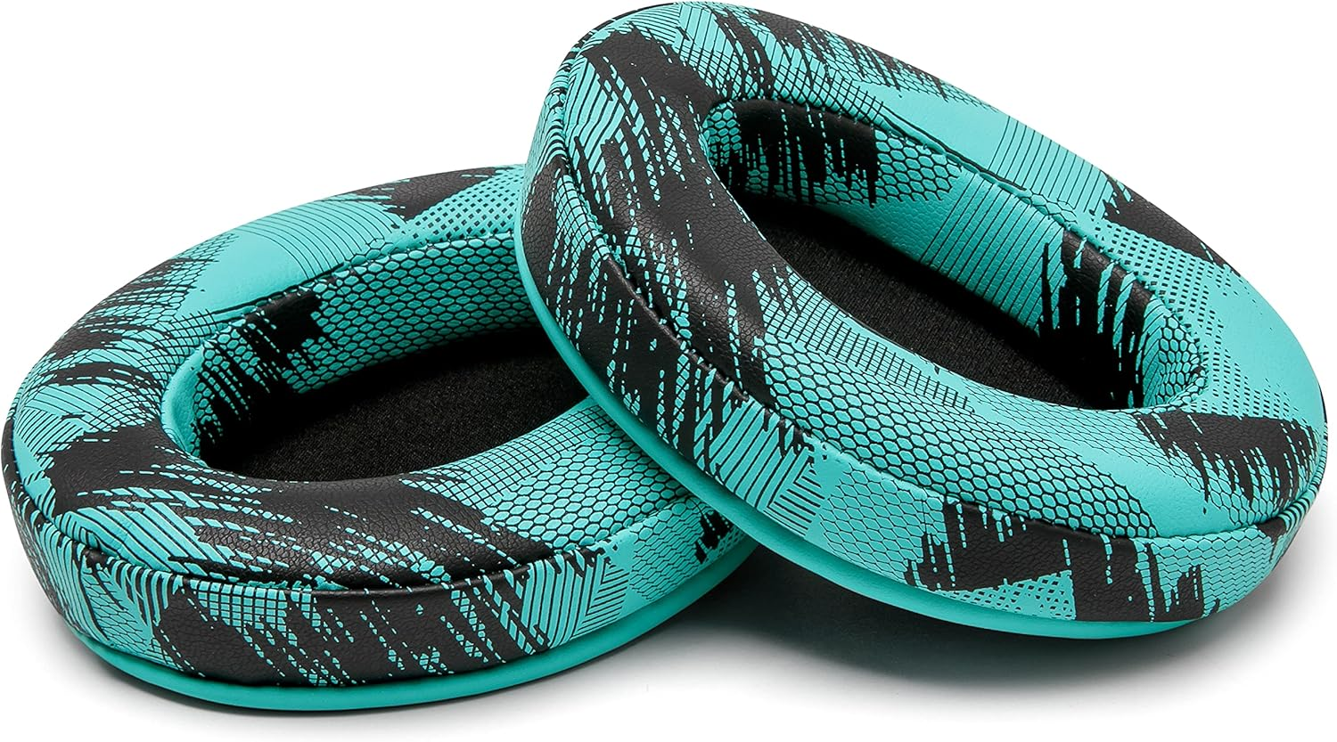 WC Padz - the Ultimate Upgraded Earpads by Wicked Cushions - Compatible with Audio Technica, Hyperx, Steelseries Arctis & More - Extra Thick - Bigger Opening - Softer Memory Foam | Speedracer Cyan - Anthracite image number 5