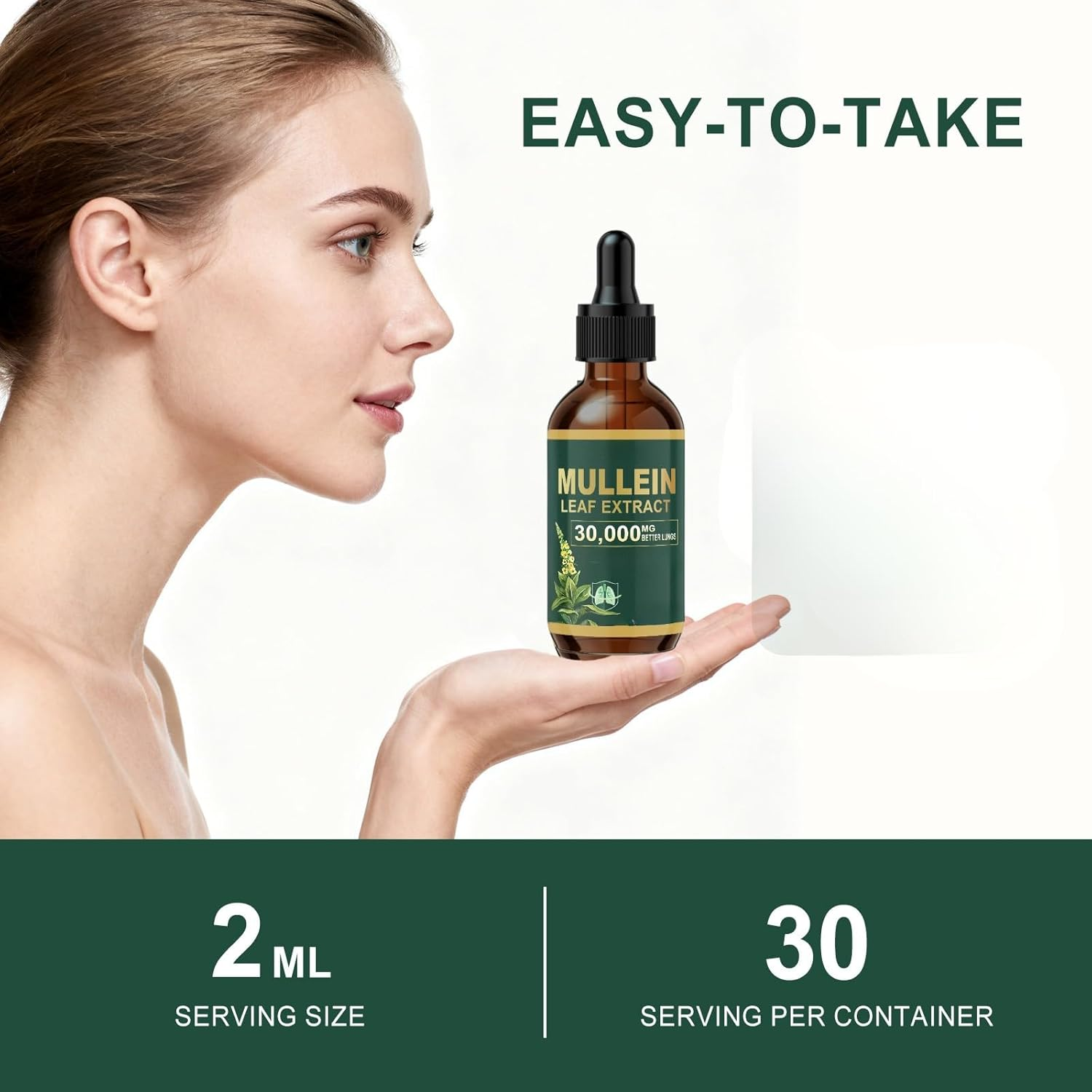 Mullein Leaf Extract Serum, Natural Herbal Liquid Extract, Alcohol-Free Concentrated Botanical Tincture, Traditional Herbal Formula for Daily Wellness, 60Ml Dropper Bottle image number 2