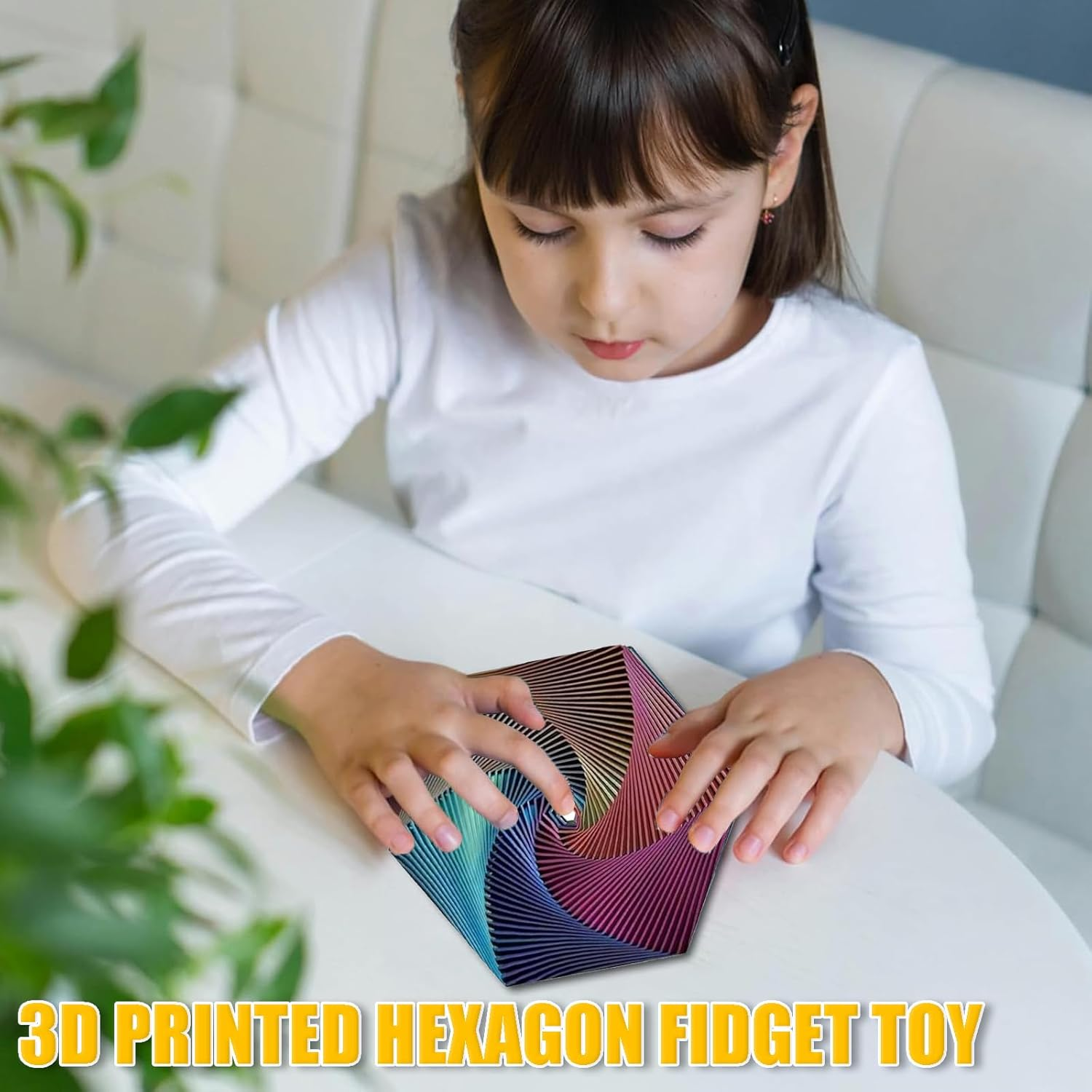Fractal Fidget Hexagon,3D Printed Hexagon Fidget Toy,Infinity Cube Sensory Toys,Hexagon Spiral Visual Fingertip Toys for Stress Anxiety Kids & Adults Infinity Cubes image number 2