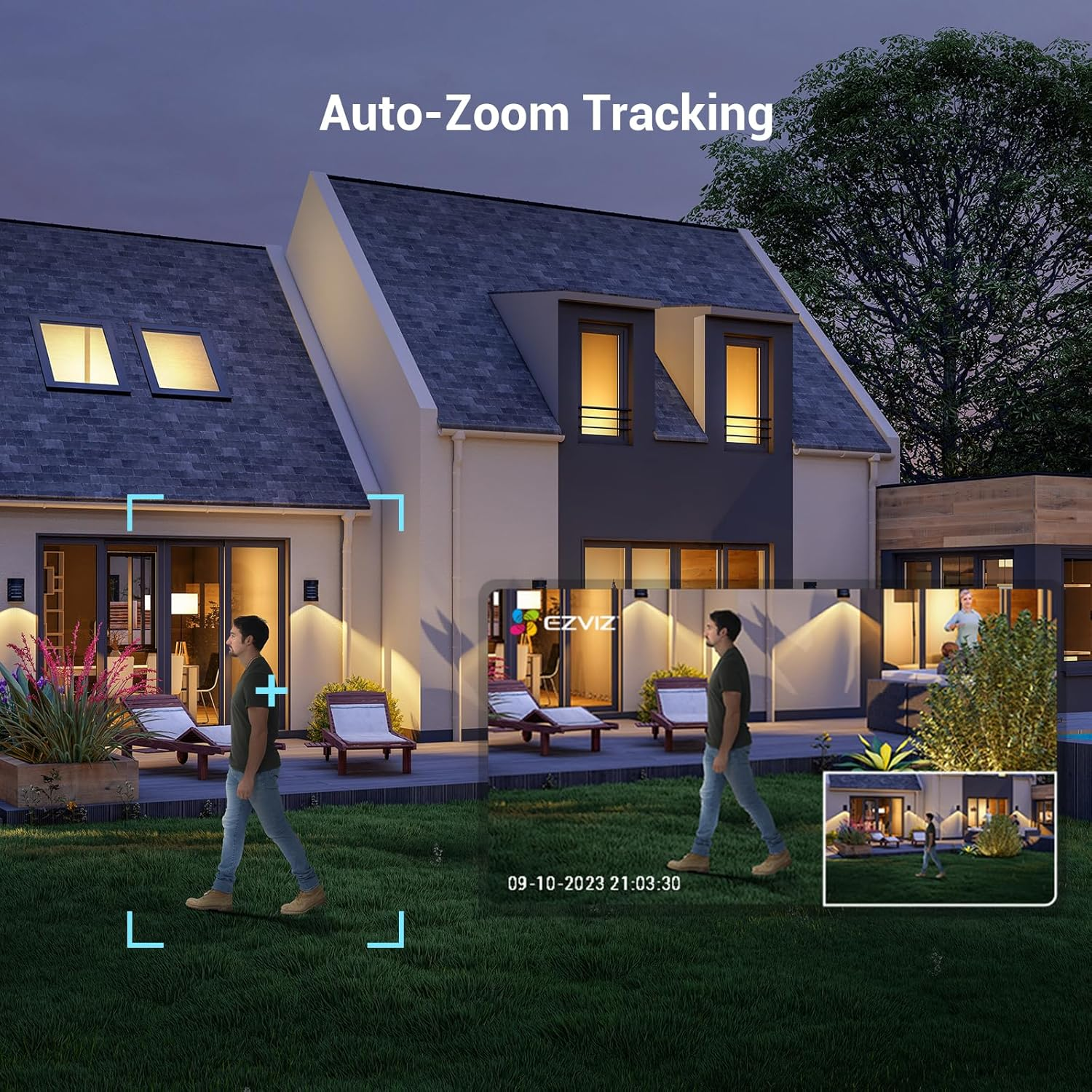 EZVIZ 3K Outdoor Security Camera, 360&deg; PTZ Wifi Camera, Ai-Human/Vehicle Detection, 2-Way Talk, Color Night Vision, Waterproof, One Click Return for Home Security Camera (C8C 5MP)